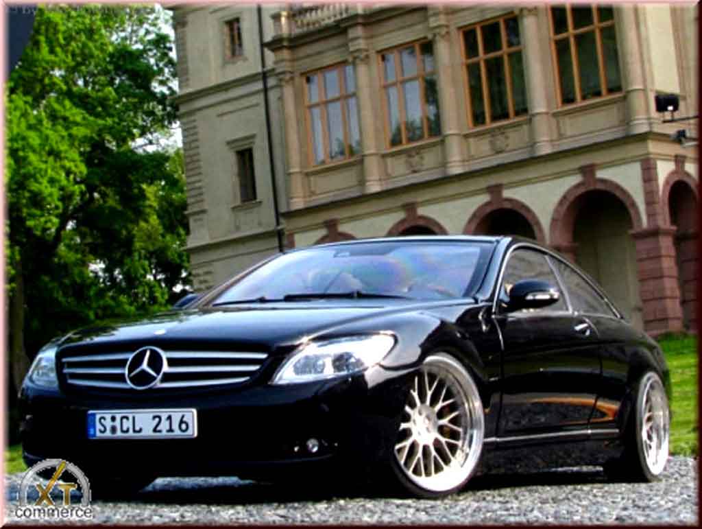 Mercedes Classe CL 1/18 Autoart nero jantes bbs bords larges 19 pouces tuning modellino in miniatura