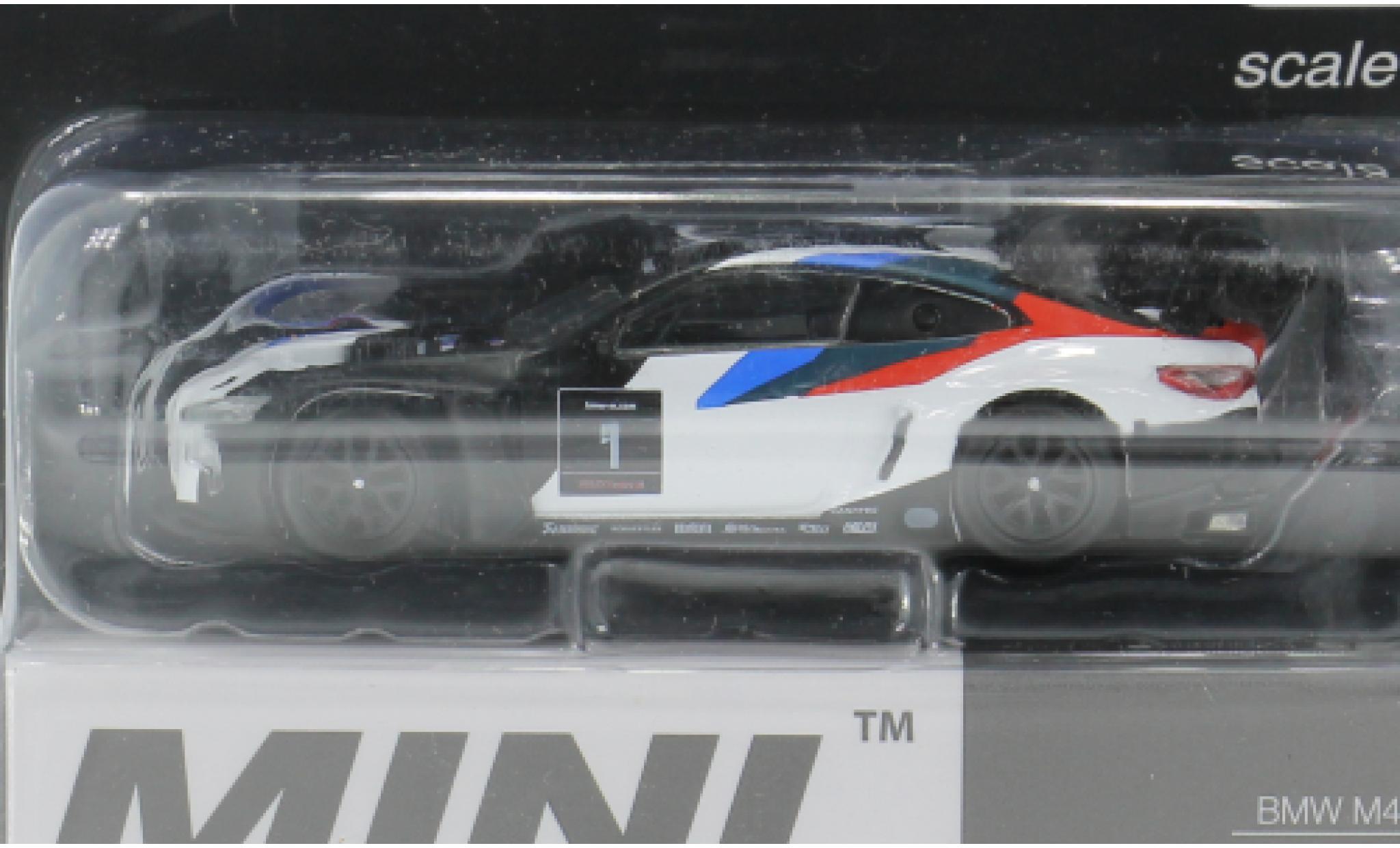 Bmw M4 1/64 Mini GT GT3 weiss/Dekor 2021 1:64 modellino in miniatura