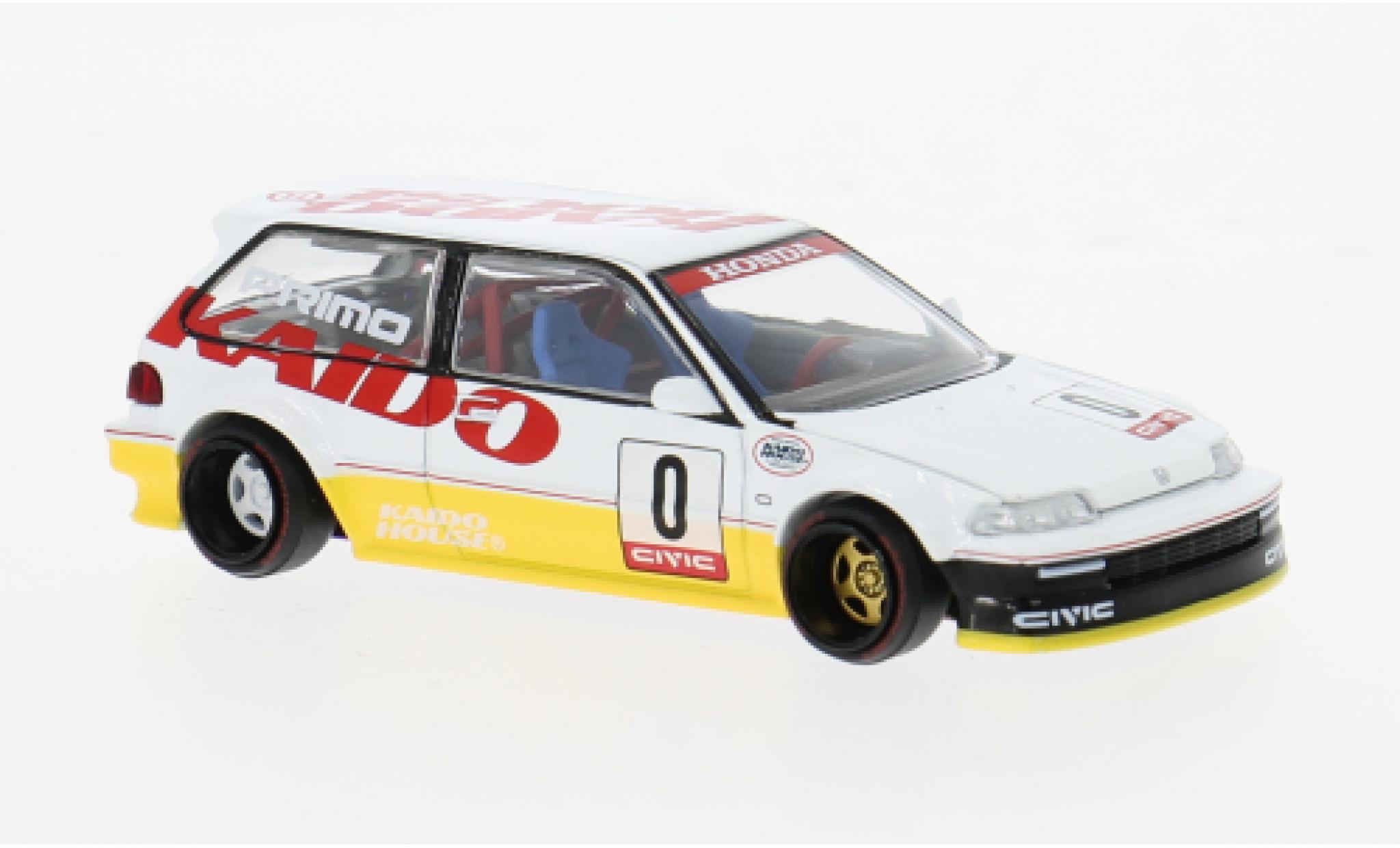 Honda Civic 1/64 Mini GT (EF) Kanjo V1 weiss/gelb 1:64 modellino in miniatura