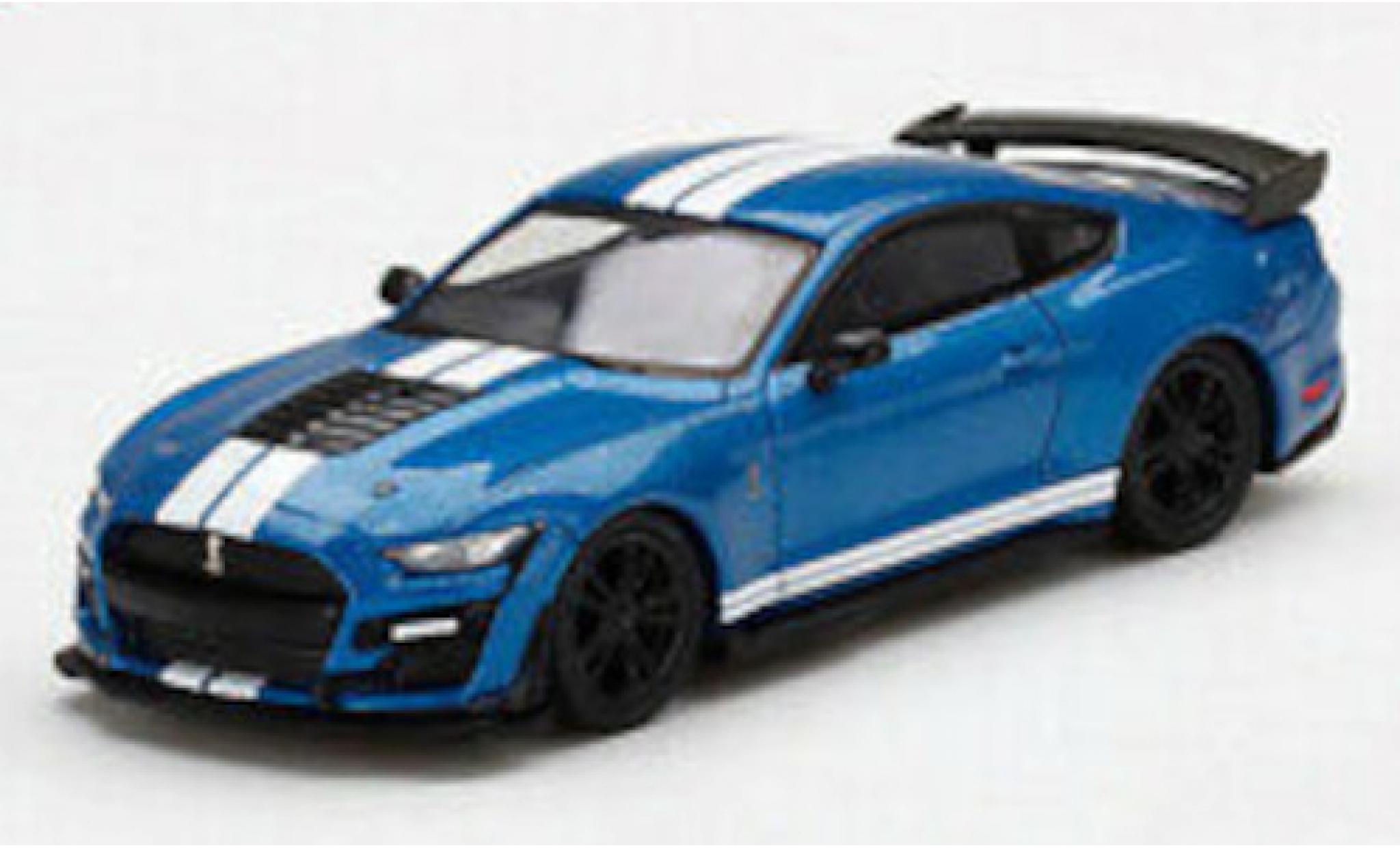 Shelby GT 500 1/64 Mini GT Ford Mustang metallise blu/bianco modellino in miniatura