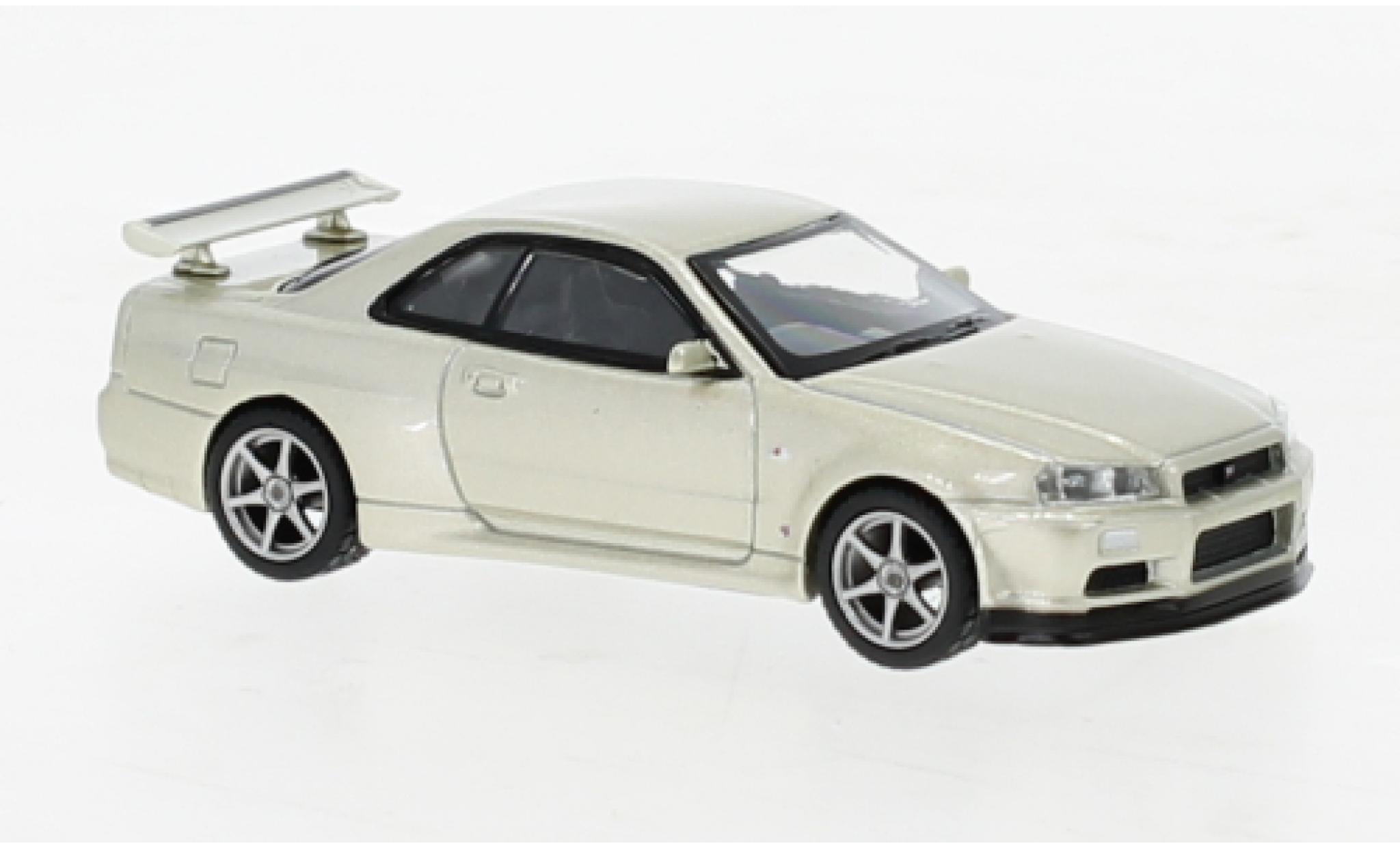 Nissan Skyline 1/64 Mini GT GT-R (R34) M-Spec metallise beige modellino in miniatura