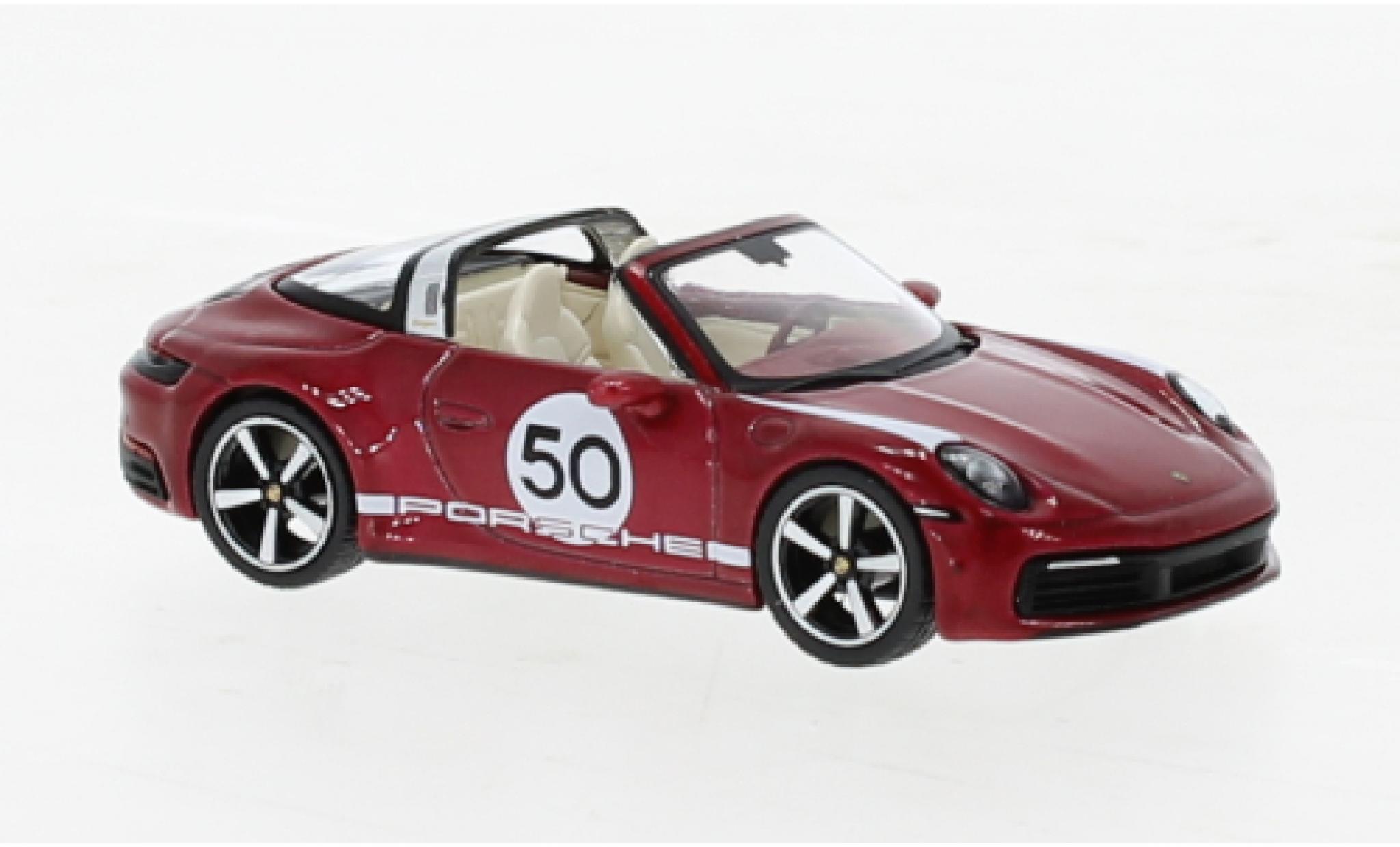Porsche 992 Targa 1/64 Mini GT 911  4S Heritage Design Edition metallise rosso modellino in miniatura