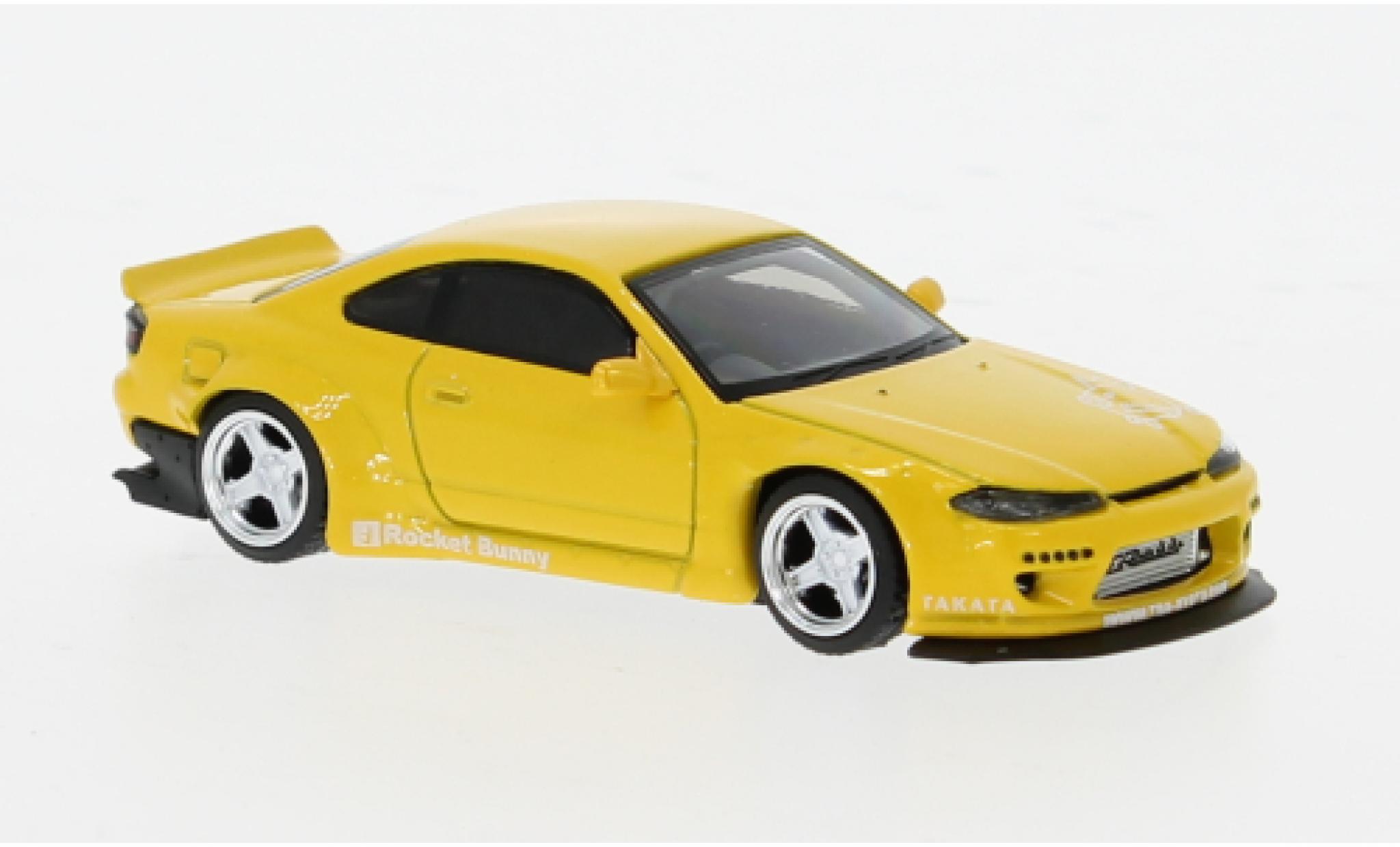Nissan Silvia 1/64 Mini GT (S15) Rocket Bunny gelb 1:64 modellino in miniatura