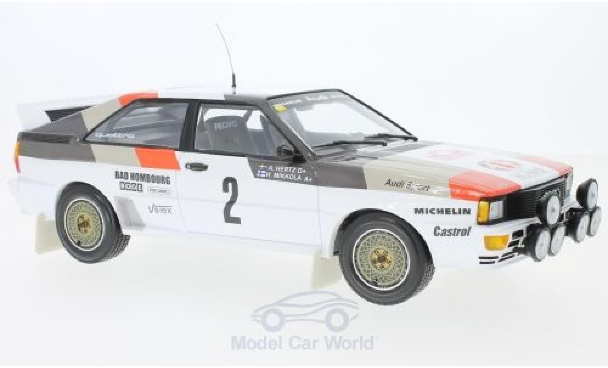 Audi Quattro 1/18 Minichamps quattro A1 No.2 Sport Rallye WM Rallye Monte Carlo 1983 H.Mikkola/A.Hertz modellino in miniatura