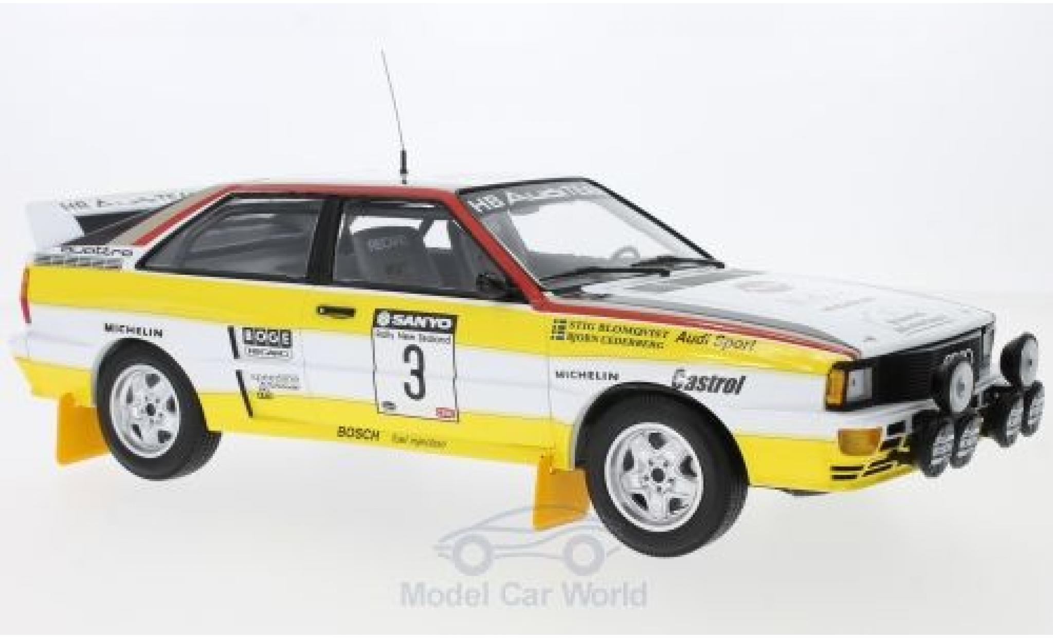 Audi Quattro 1/18 Minichamps quattro A2 No.3 Sport Rallye Neuseeland 1984 S.Blomqvist/B.Cederberg modellino in miniatura