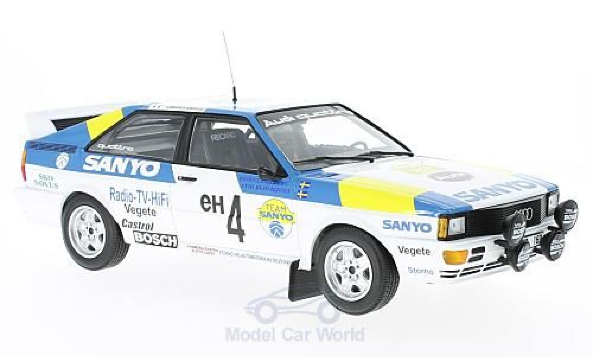 Audi Quattro 1/18 Minichamps quattro No.4 Sport Schweden Rallye Schweden 1982 S.Blomqvist/B.Cederberg modellino in miniatura