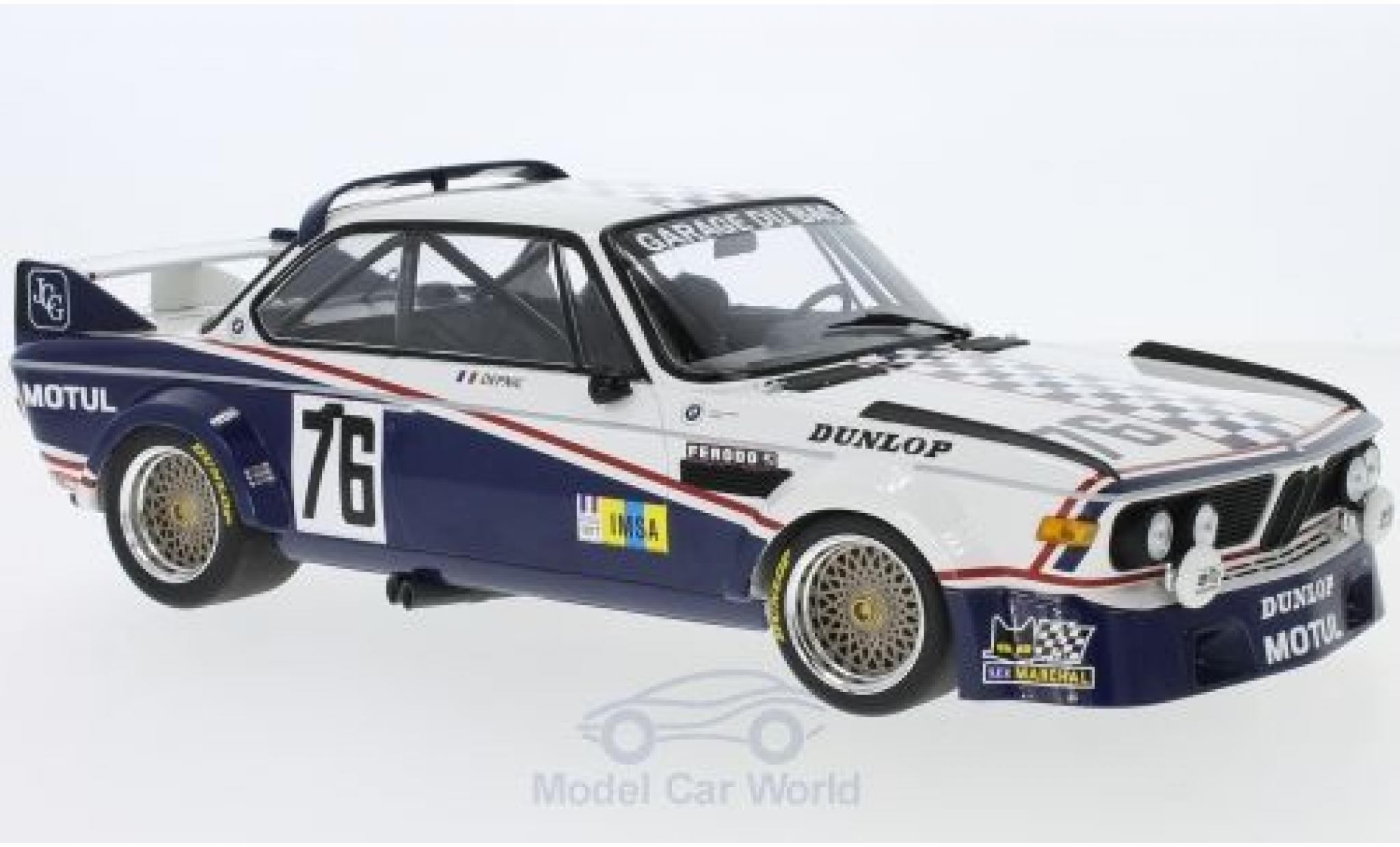 Bmw 3.0 S 1/18 Minichamps CSL No.76 Garage Du Bac 24h Le Mans 1977 Depnic/J.Coulon modellino in miniatura