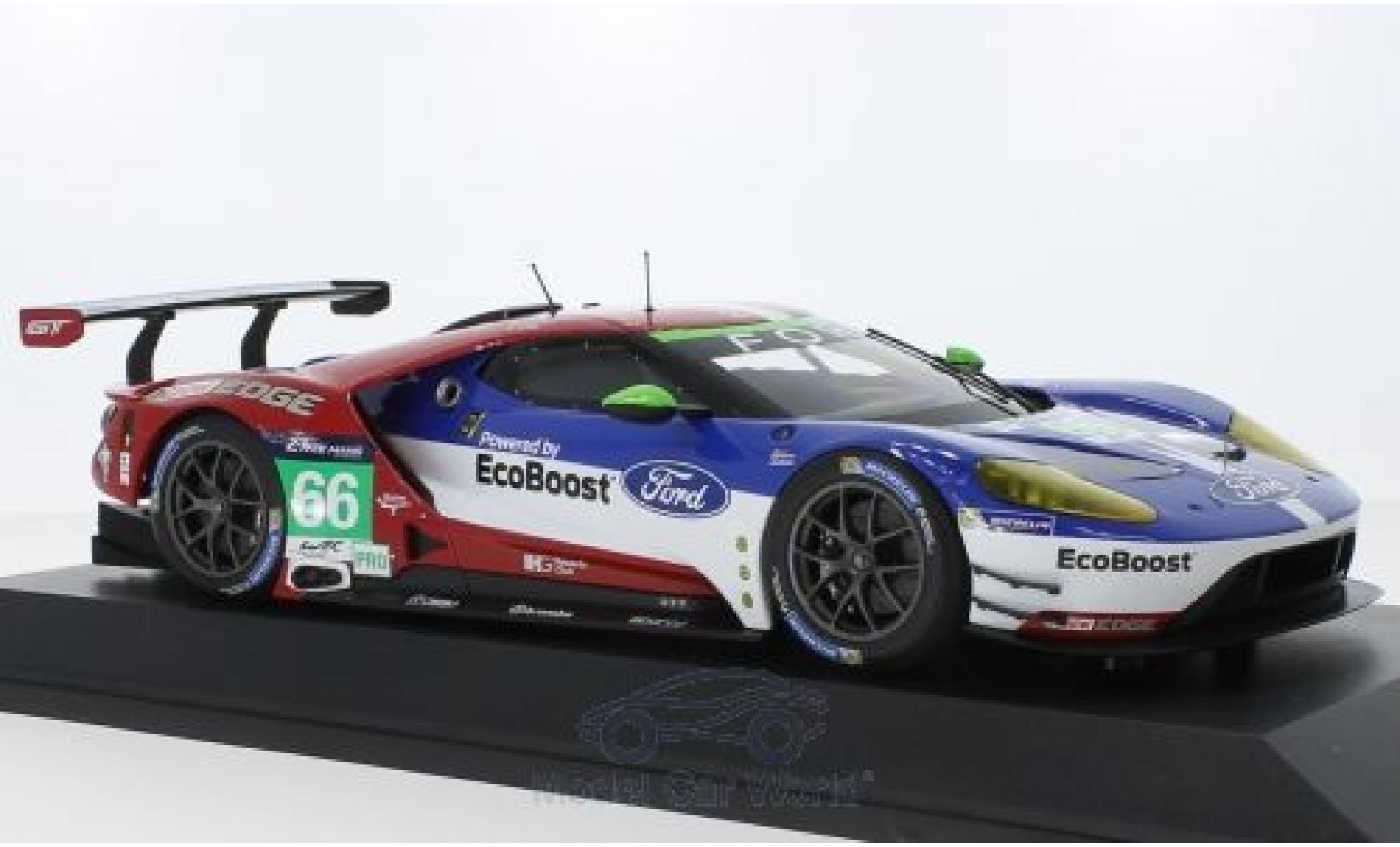 Ford GT 1/18 Minichamps No.66 Chip Ganassi Racing UK 24h Le Mans 2016 O.Pla/S.Mücke/B.Johnson modellino in miniatura