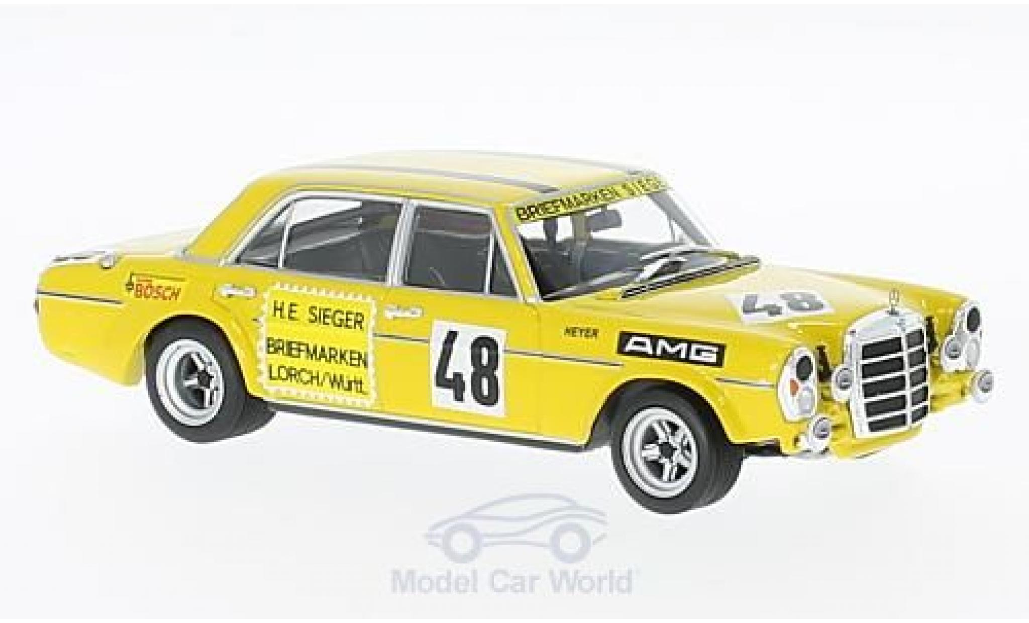 Mercedes 300 TE 1/43 Minichamps SEL 6.8 AMG No.48 Briefmarken Sieger Test Le Mans 1972 H.Heyer modellino in miniatura