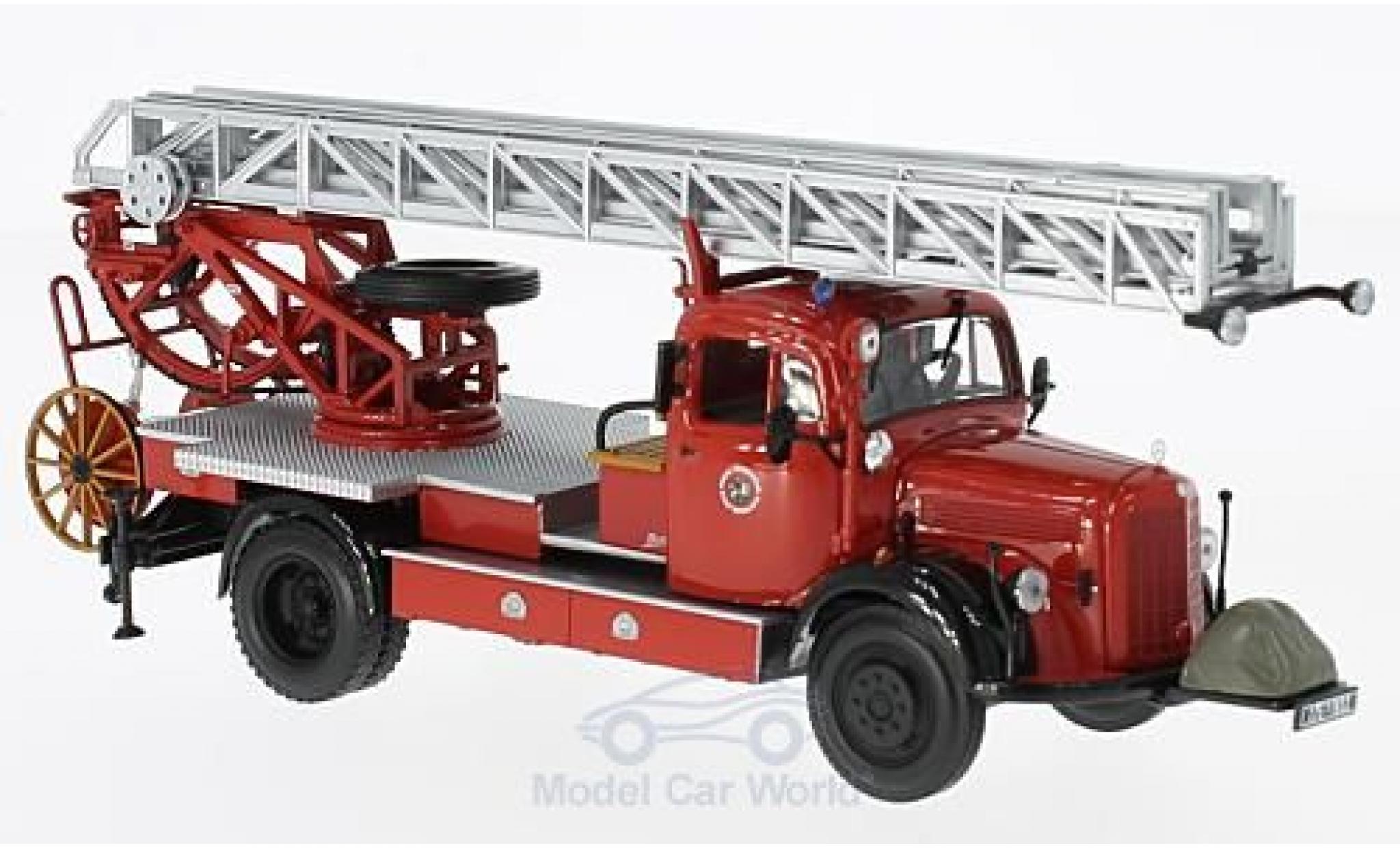 Mercedes L3500 1/43 Minichamps DL17 Feuerwehr Bensheim 1950 Drehleiter modellino in miniatura