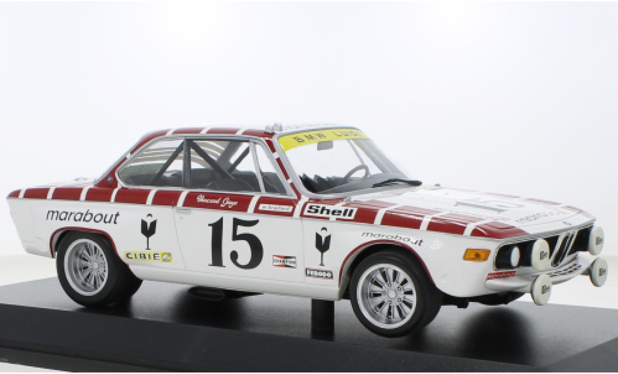 Bmw 2800 1/18 Minichamps CS No.15 Racing Team Marabout 24h Spa 1972 modellino in miniatura