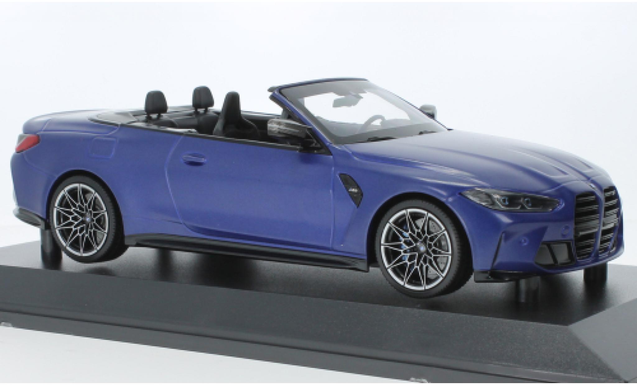 Bmw M4 1/18 Minichamps cabriolet blu mat 2020 modellino in miniatura