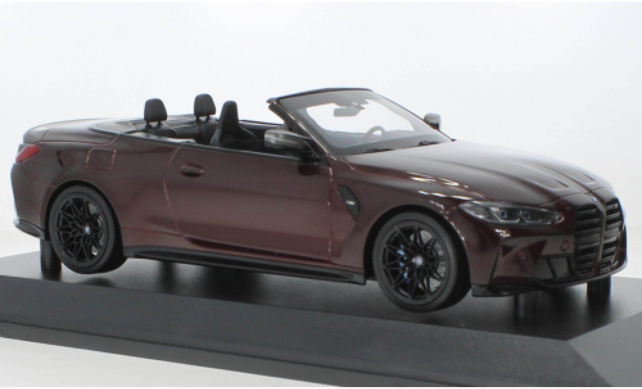 Bmw M4 1/18 Minichamps cabriolet metallise rosso foncé 2020 modellino in miniatura