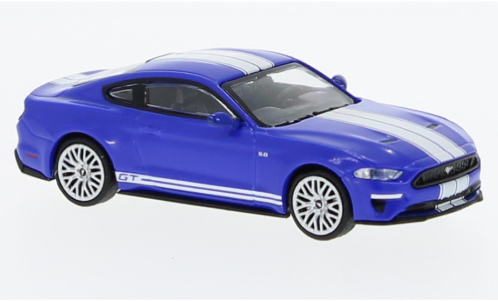 Ford Mustang 1/87 Minichamps GT metallise blu/bianco 2018 modellino in miniatura