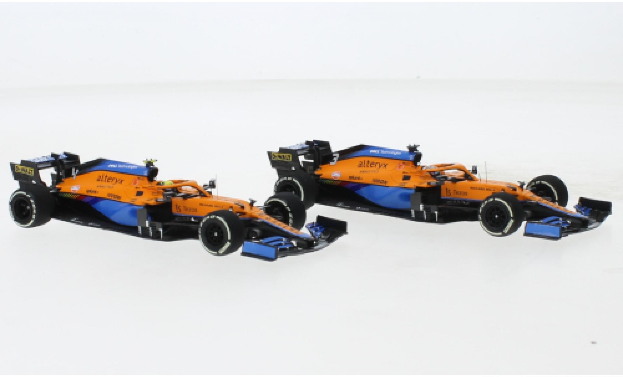 McLaren F1 1/43 Minichamps 2er Set: MCL35M No.3 + 4 Team Formel 1 GP Italien 2021 modellino in miniatura