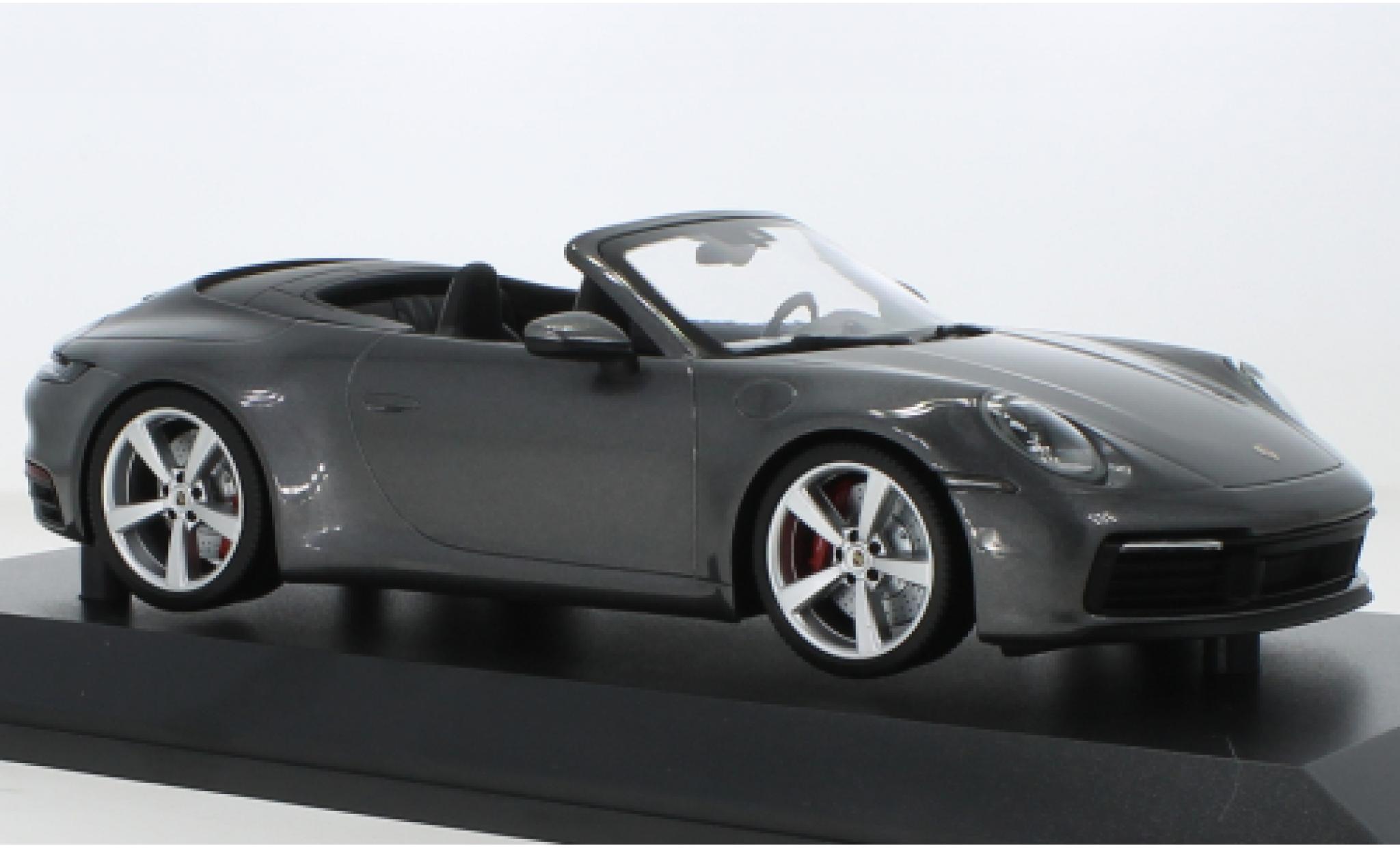 Porsche 992 4S 1/18 Minichamps 911  Carrera Cabriolet metallise grigio 2019 modellino in miniatura