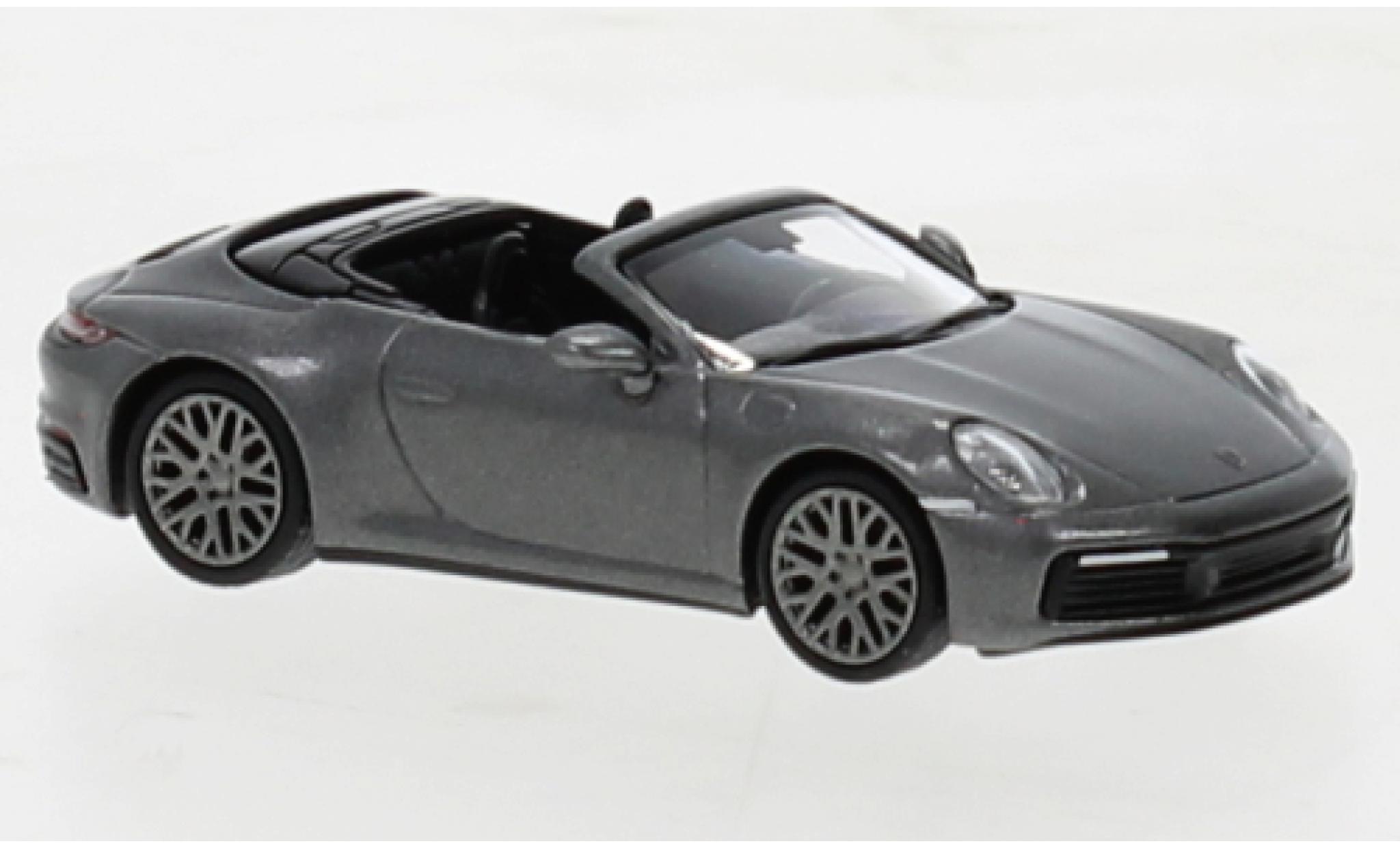 Porsche 992 4S 1/87 Minichamps 911  Carrera cabriolet metallise grigio 2019 modellino in miniatura