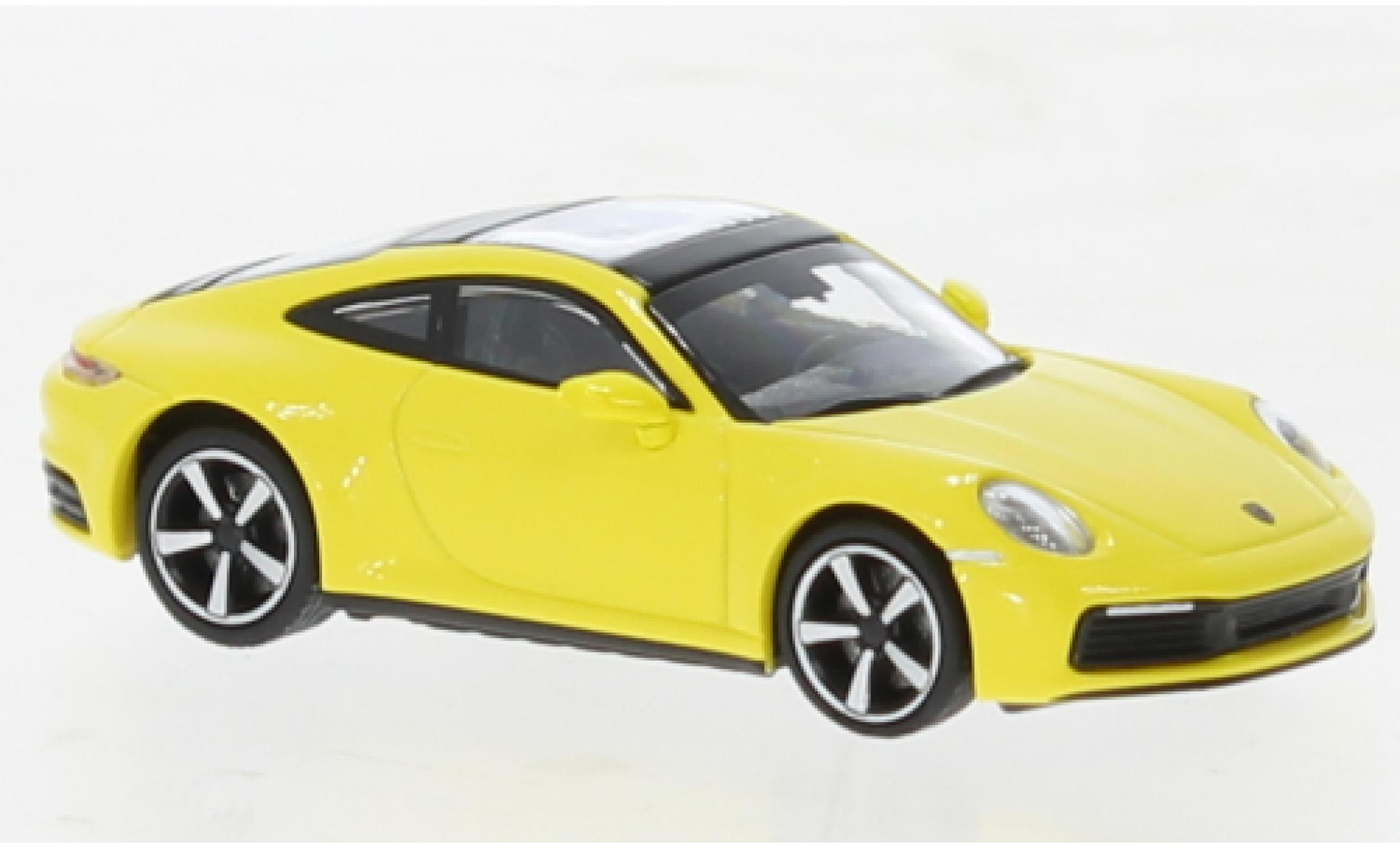 Porsche 992 4S 1/87 Minichamps 911  Carrera giallo 2019 modellino in miniatura