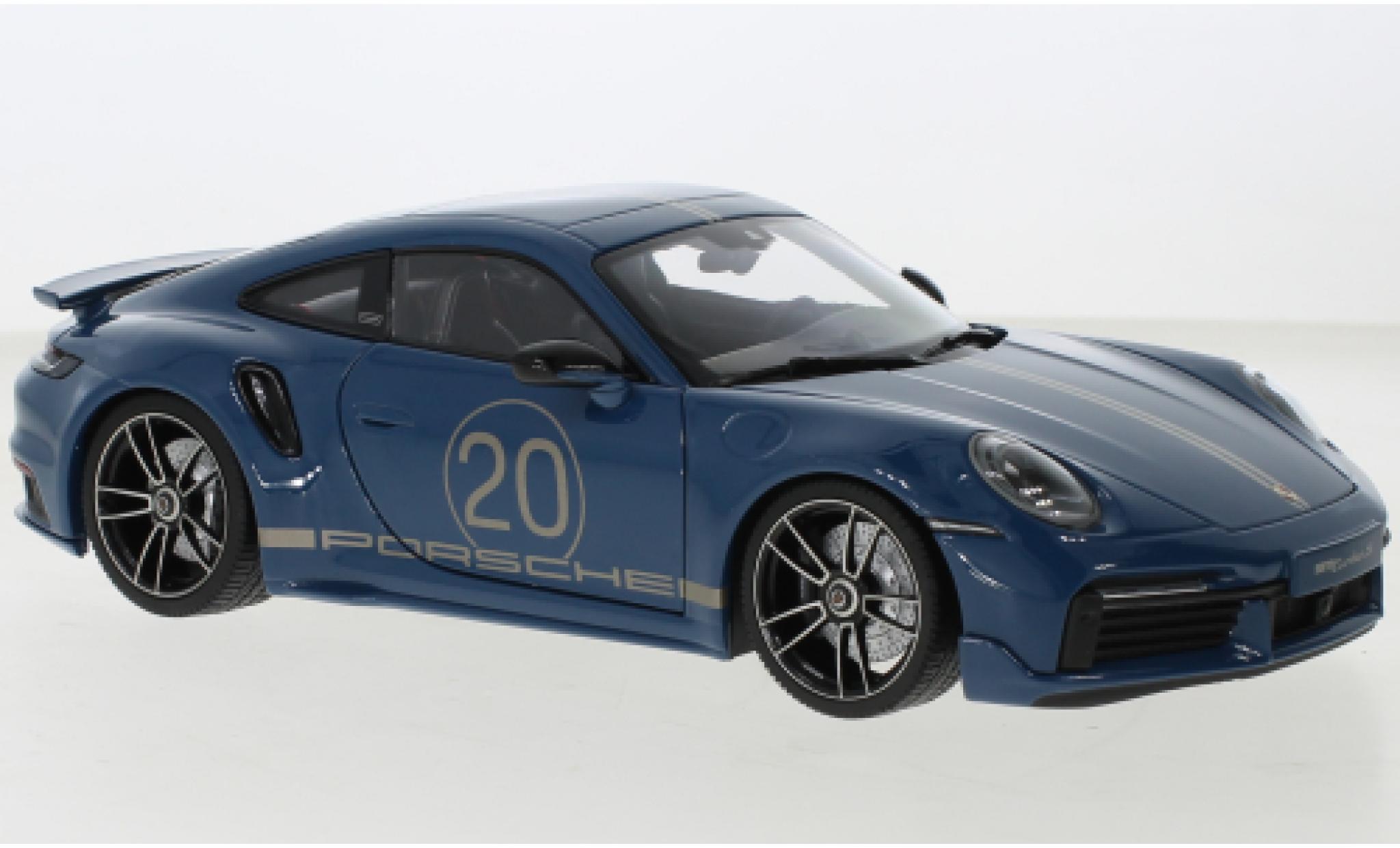 Porsche 992 Turbo s 1/18 Minichamps 911  Turbo S Sport Design blu 2021 modellino in miniatura