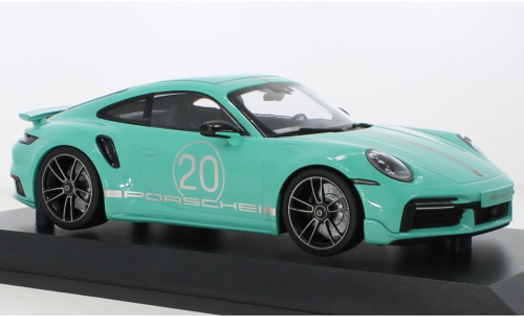 Porsche 992 Turbo s 1/18 Minichamps 911  Turbo S turchese 2021 modellino in miniatura