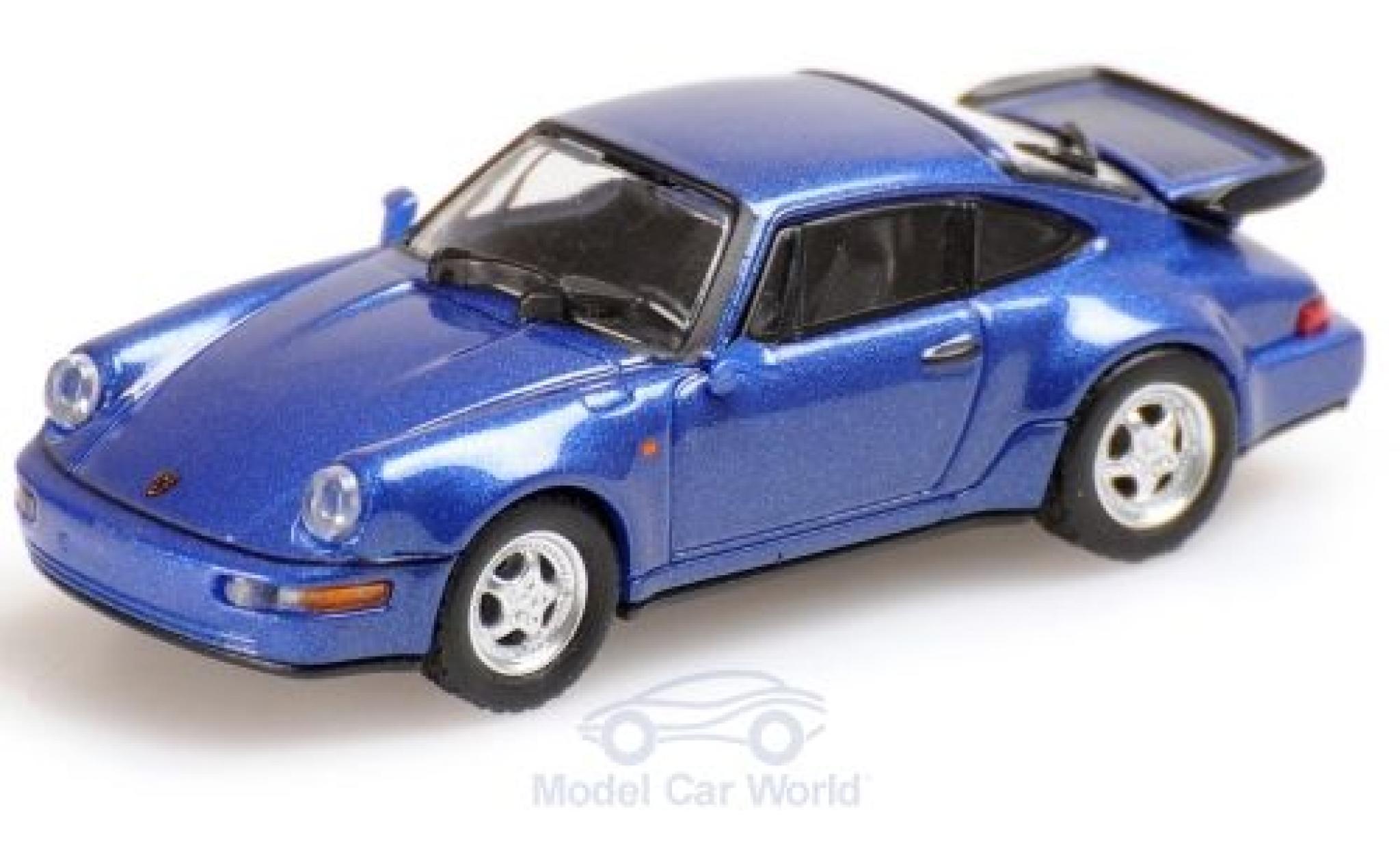 Porsche 964 Turbo 1/18 Minichamps 911 () Turbo metallico blu 1990 modellino in miniatura