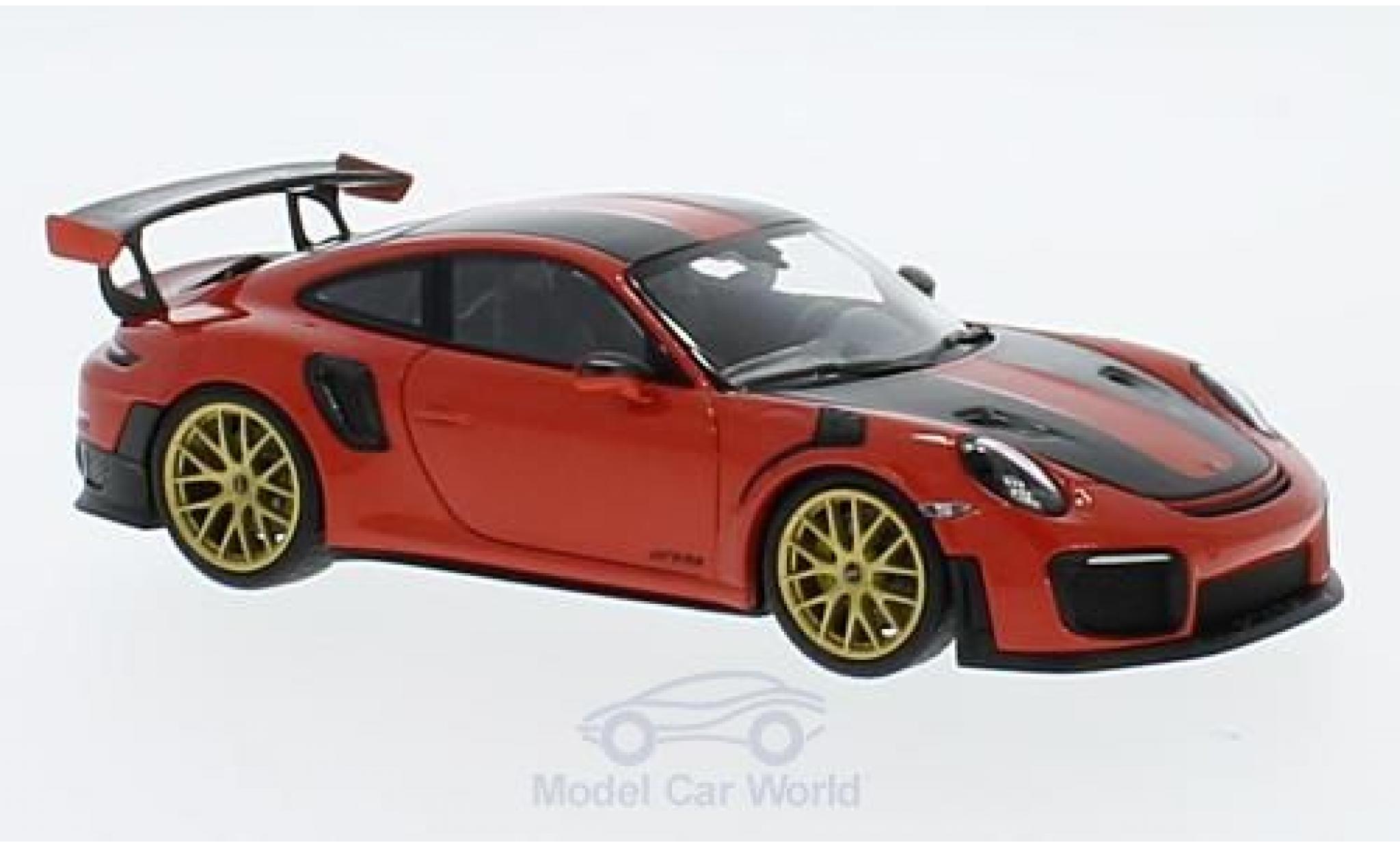 Porsche 991 GT2 RS 1/43 Minichamps 911 (.2) GT2RS orange 2018 Weissach Package modellino in miniatura