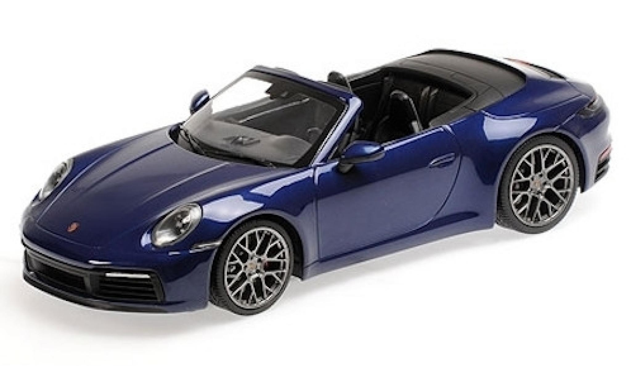 Porsche 992 4S 1/18 Minichamps 911 () Carrera 4S Cabriolet metallico blu 2019 modellino in miniatura