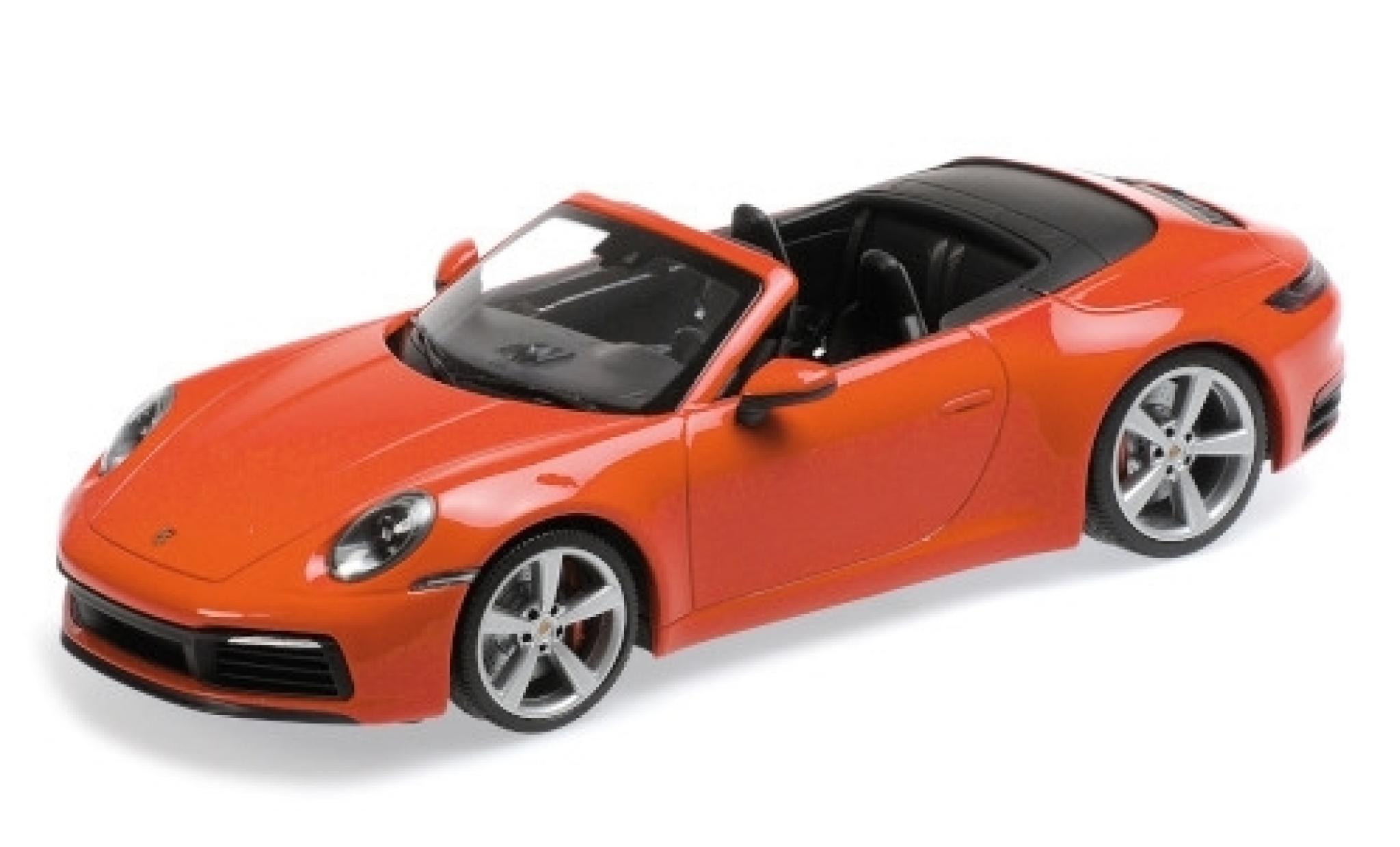Porsche 992 4S 1/18 Minichamps 911 () Carrera 4S Cabriolet orange 2019 modellino in miniatura