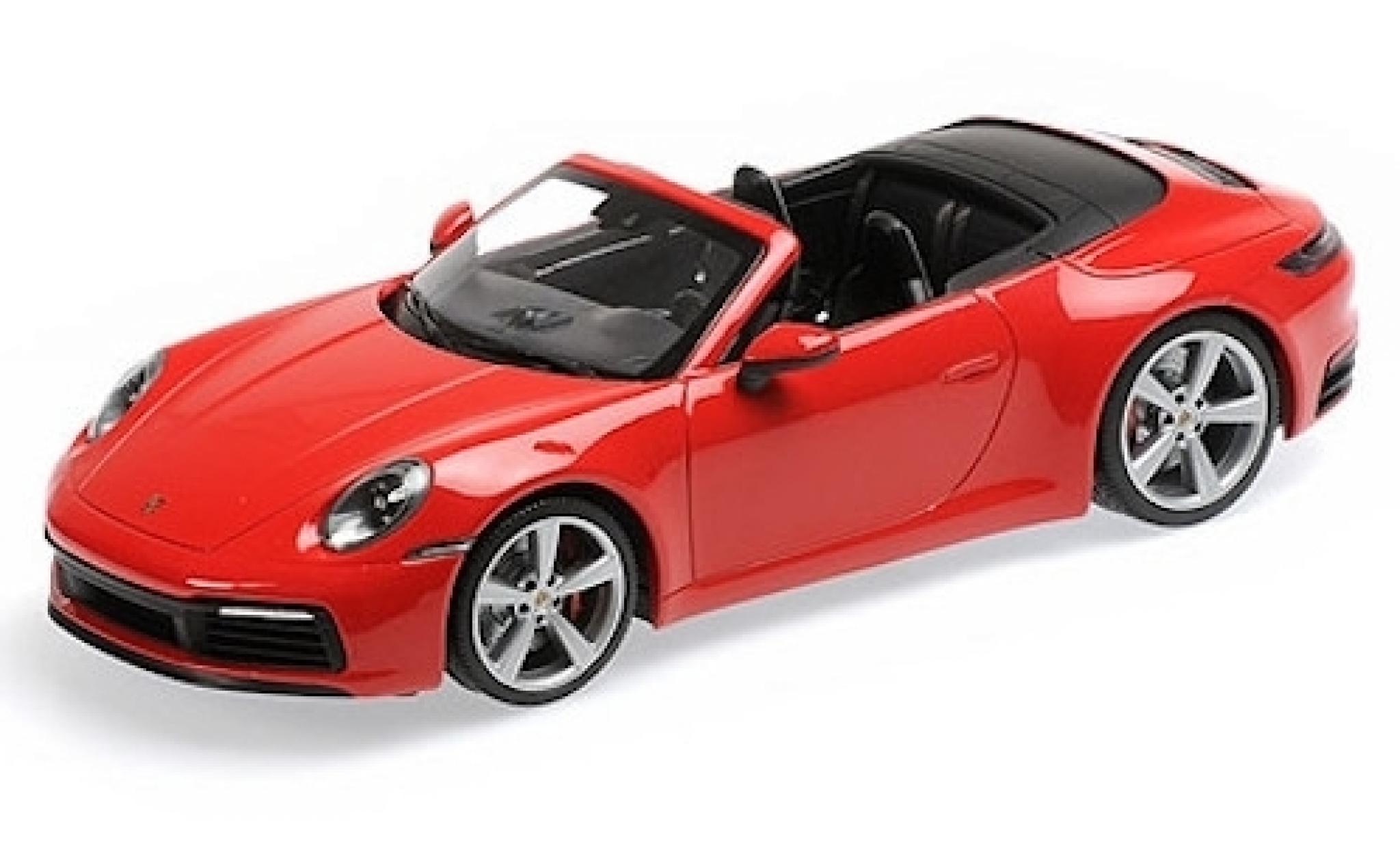 Porsche 992 4S 1/18 Minichamps 911 () Carrera 4S Cabriolet rosso 2019 modellino in miniatura