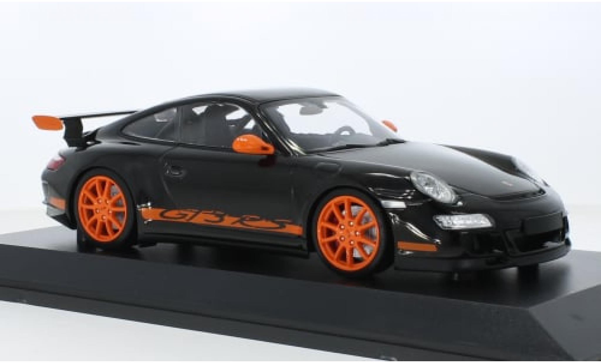 Porsche 997 GT3 RS 1/18 Minichamps 911  schwarz/orange 2007 1:18 modellino in miniatura