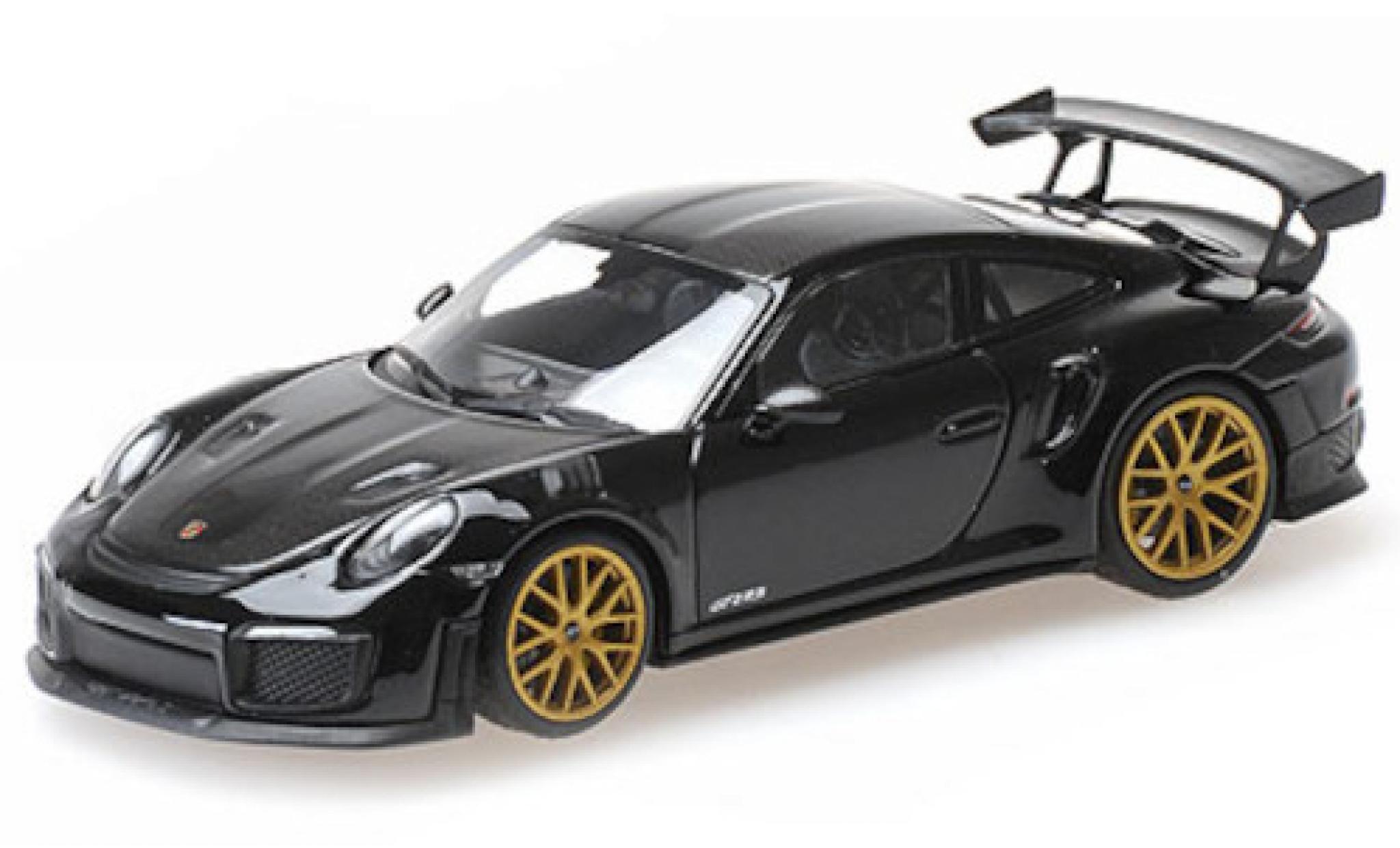 Porsche 991 GT2 RS 1/43 Minichamps 911 GT2 RS (.2) nero/carbon 2018 Weissachpaket avec doré jantes modellino in miniatura