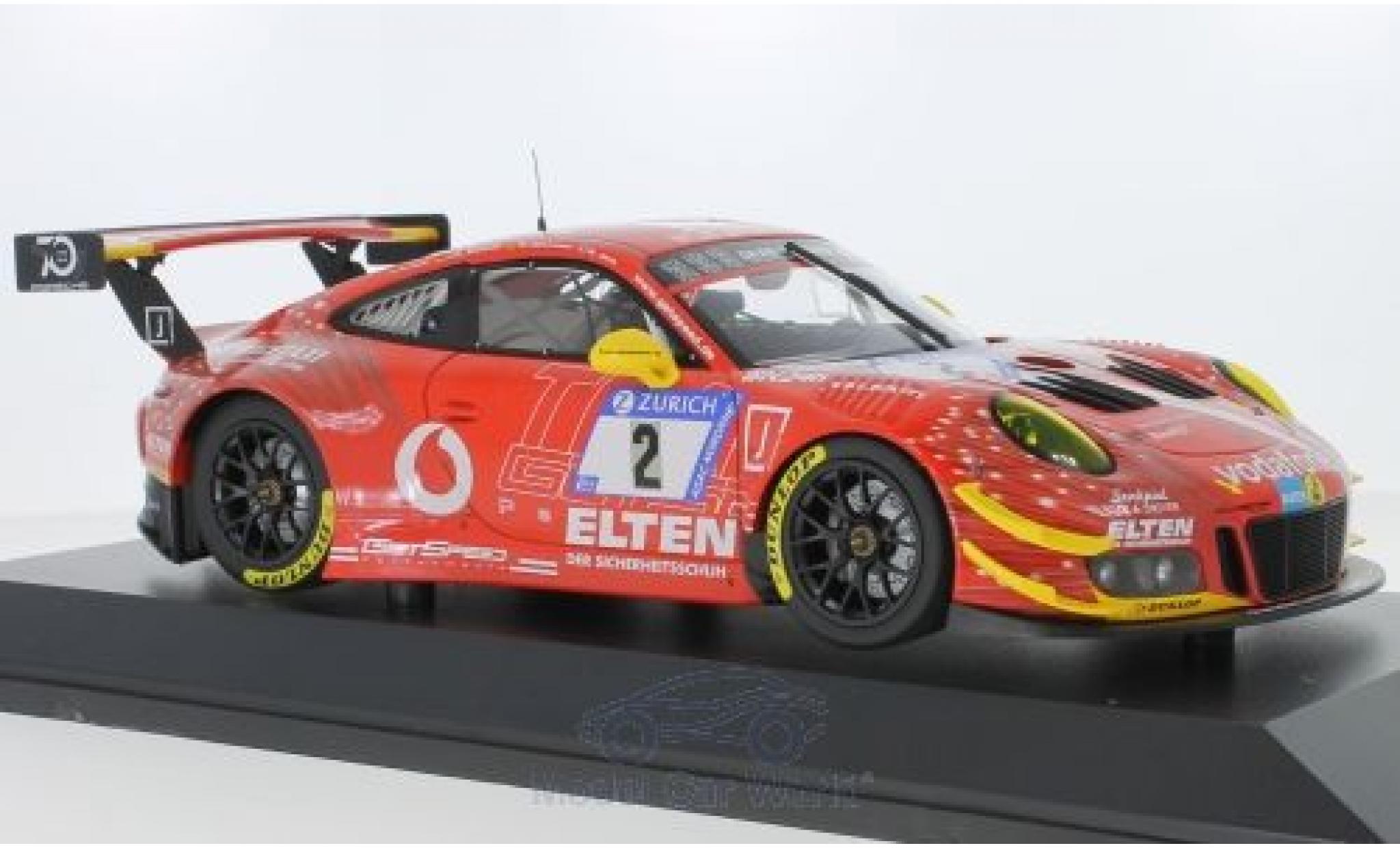 Porsche 991 GT3 R 1/18 Minichamps 911 GT3 R No.2 Gigaspeed Team Getspeed Vodafone 24h Nürburgring 2018 S.Jans/M.Böckmann/J.E.Slooten/L.Luhr modellino in miniatura