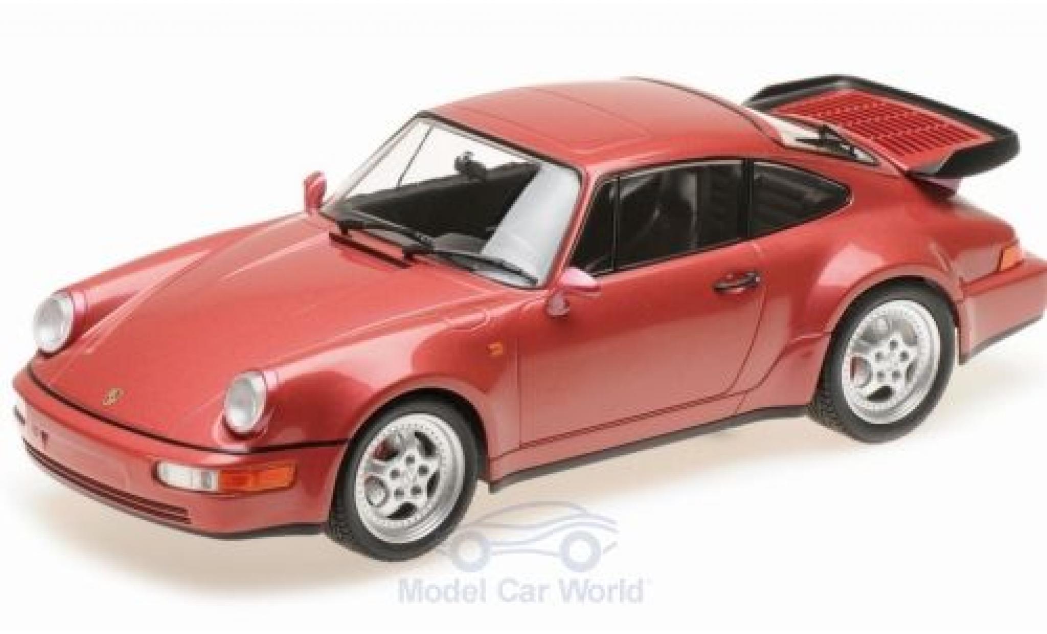 Porsche 964 Turbo 1/18 Minichamps 911 Turbo () metallico rosso 1990 modellino in miniatura