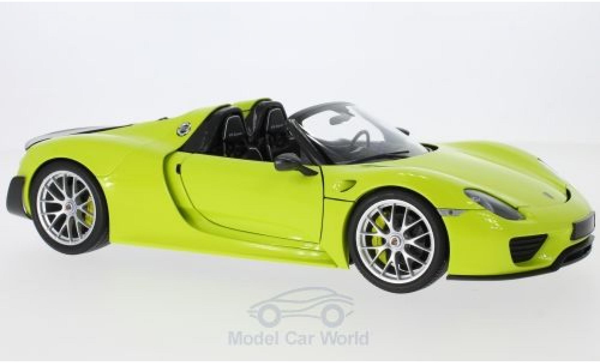 Porsche 918 1/18 Minichamps Spyder verde/carbon 2015 Weissach Package modellino in miniatura