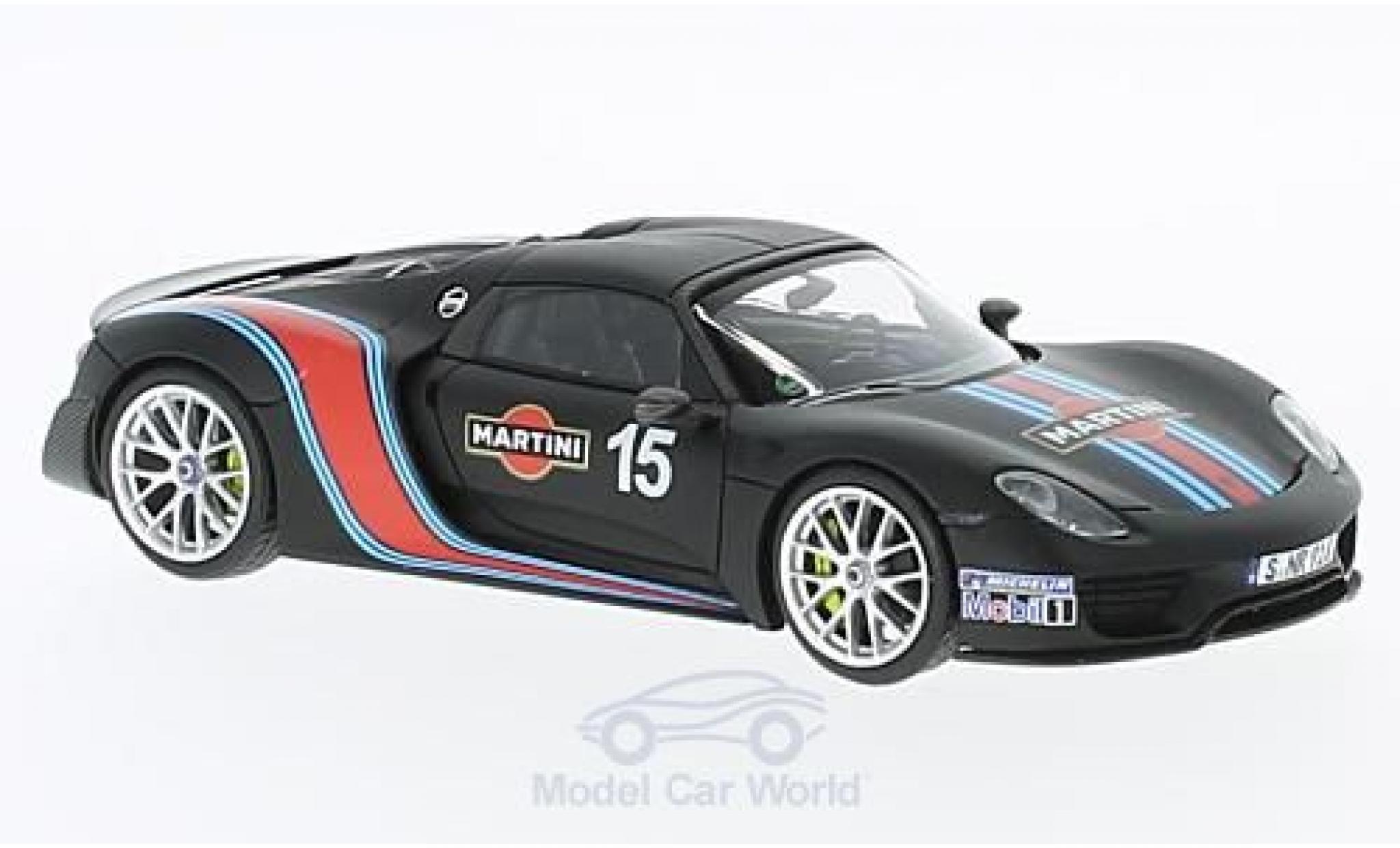 Porsche 918 2013 1/43 Minichamps Spyder Weissach-Package matt-nero Martini 2013 modellino in miniatura