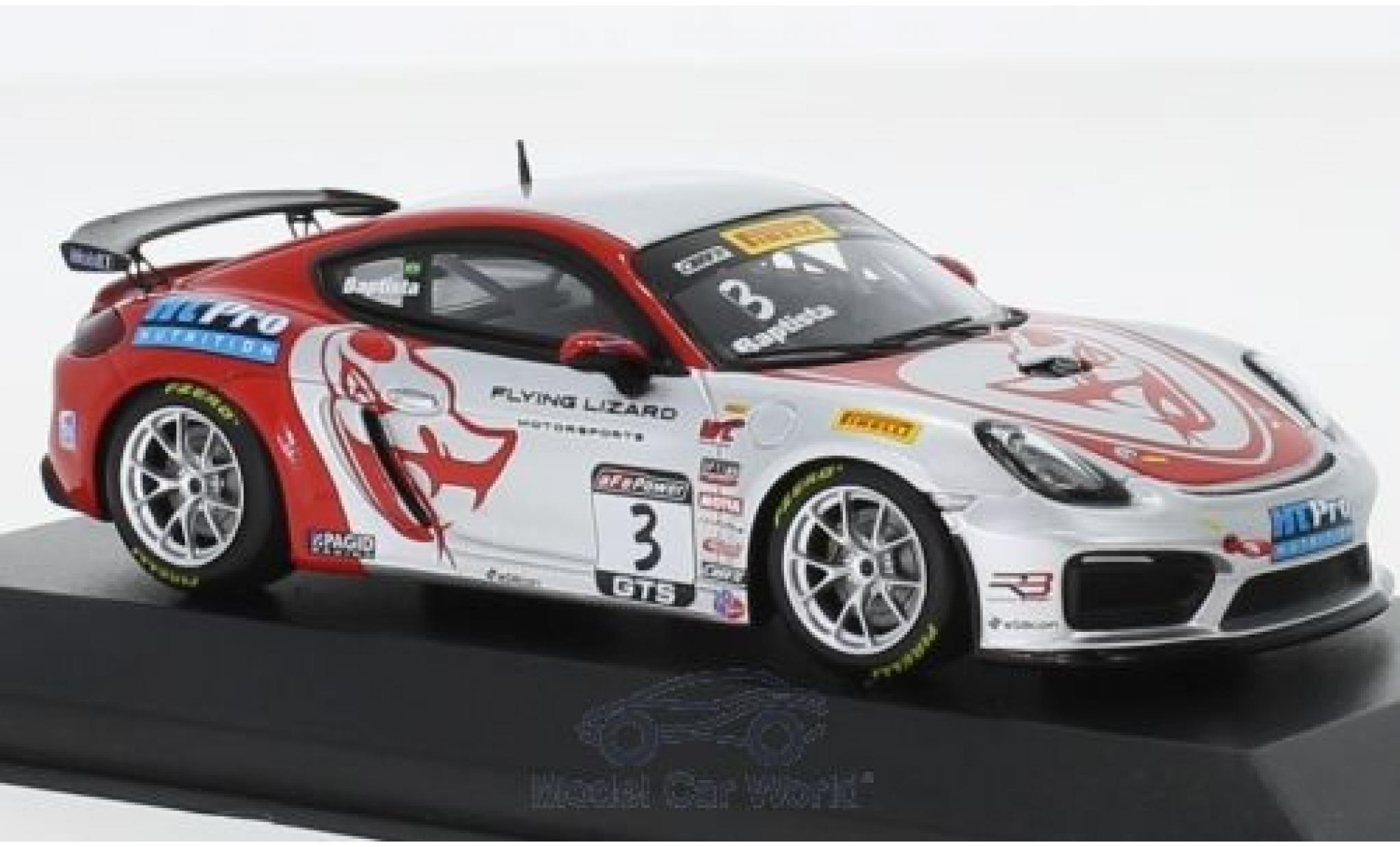 Porsche Cayman GT4 Clubsport 1/43 Minichamps GT4 Clubsport MR No.3 Flying Lizard Motorsports Pirelli World Challenge 2017 R.Baptista modellino in miniatura