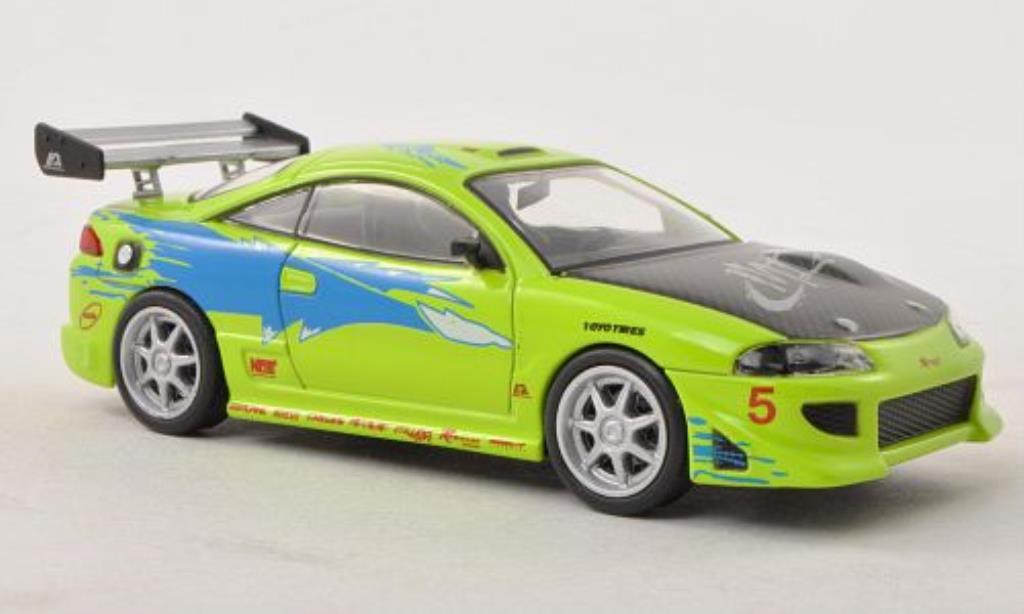 Mitsubishi Eclipse 1/43 Greenlight Tuning grun mit Dekor Fast & Furious 1995 modellino in miniatura