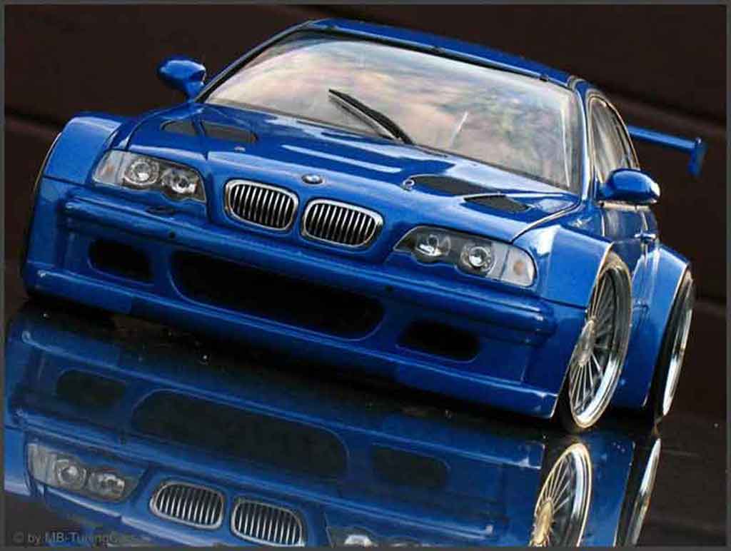 Bmw M3 E46 1/18 Minichamps GTR E46 blu jantes 20 pouces modellino in miniatura