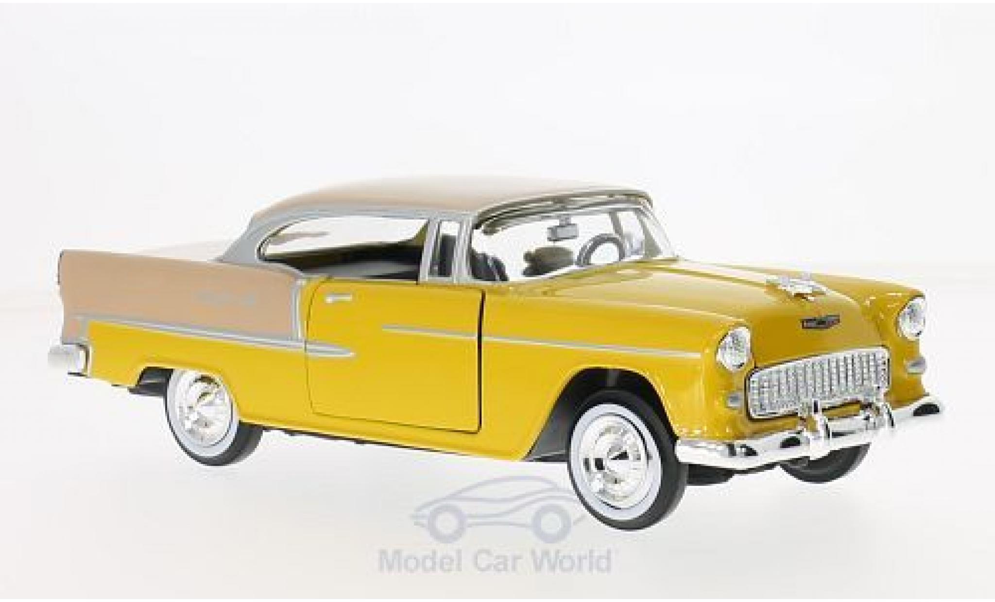 Chevrolet Bel Air 1/24 Motormax giallo/marroneee 1955 modellino in miniatura