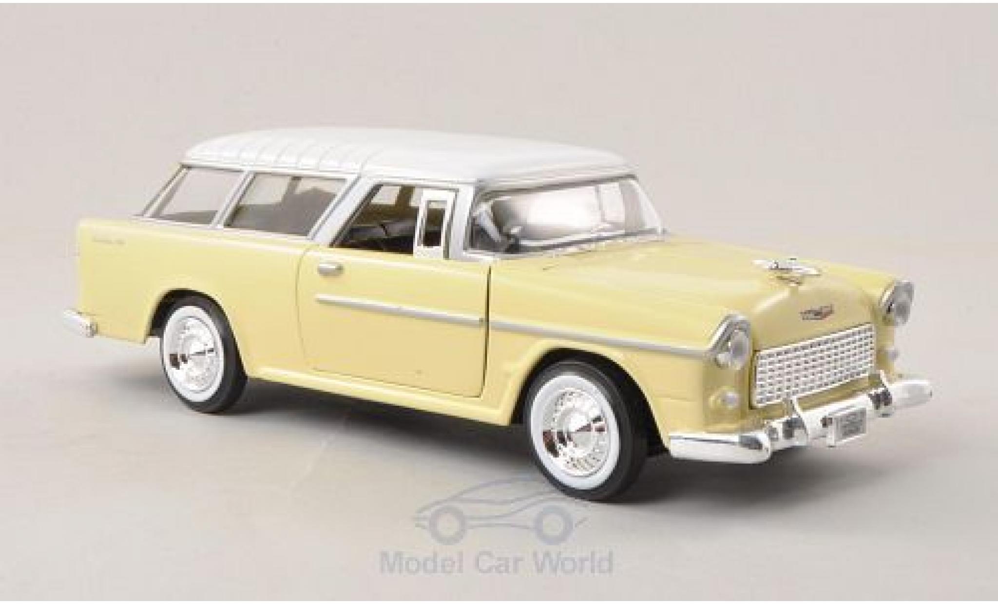 Chevrolet Bel Air 1/24 Motormax Nomad giallo/bianco 1955 modellino in miniatura