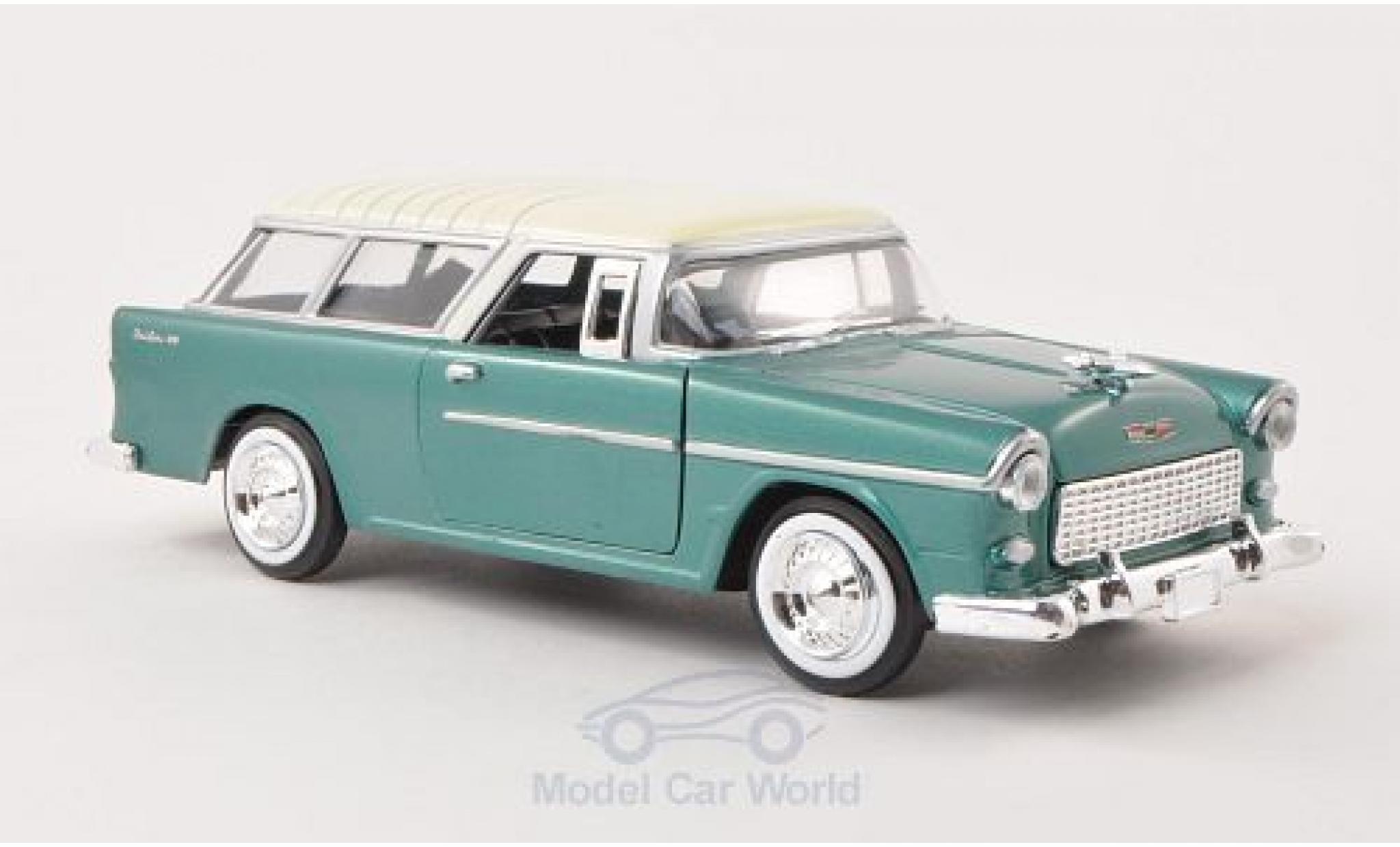 Chevrolet Bel Air 1/24 Motormax Nomad metallico verde/beige 1955 modellino in miniatura