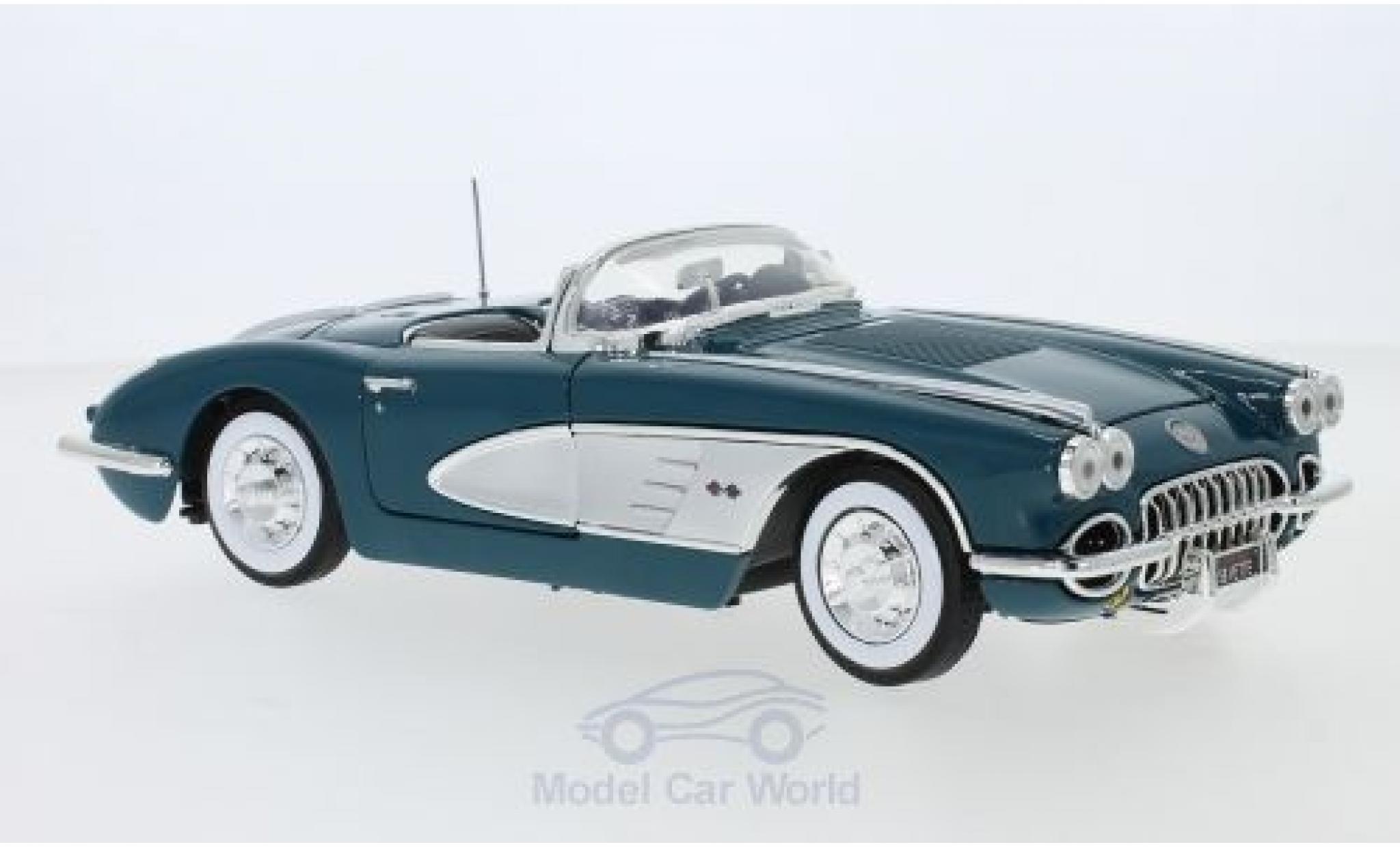 Chevrolet Corvette 1/18 Motormax C1 türkis/grigio 1958 modellino in miniatura