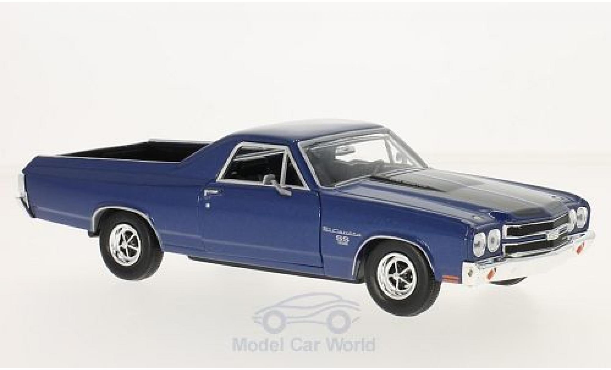 Chevrolet El Camino 1/24 Motormax metallico blu/nero 1970 modellino in miniatura
