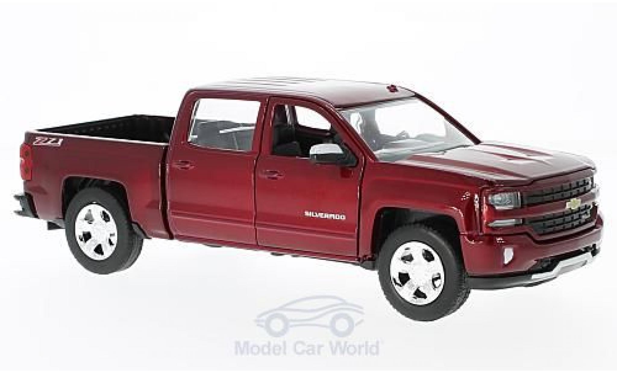 Chevrolet Silverado 1/27 Motormax 1500 LT - Z71 metallico rosso 2017 Maßstab:1:27 Doppelkabine mit kurzer Ladefläche modellino in miniatura
