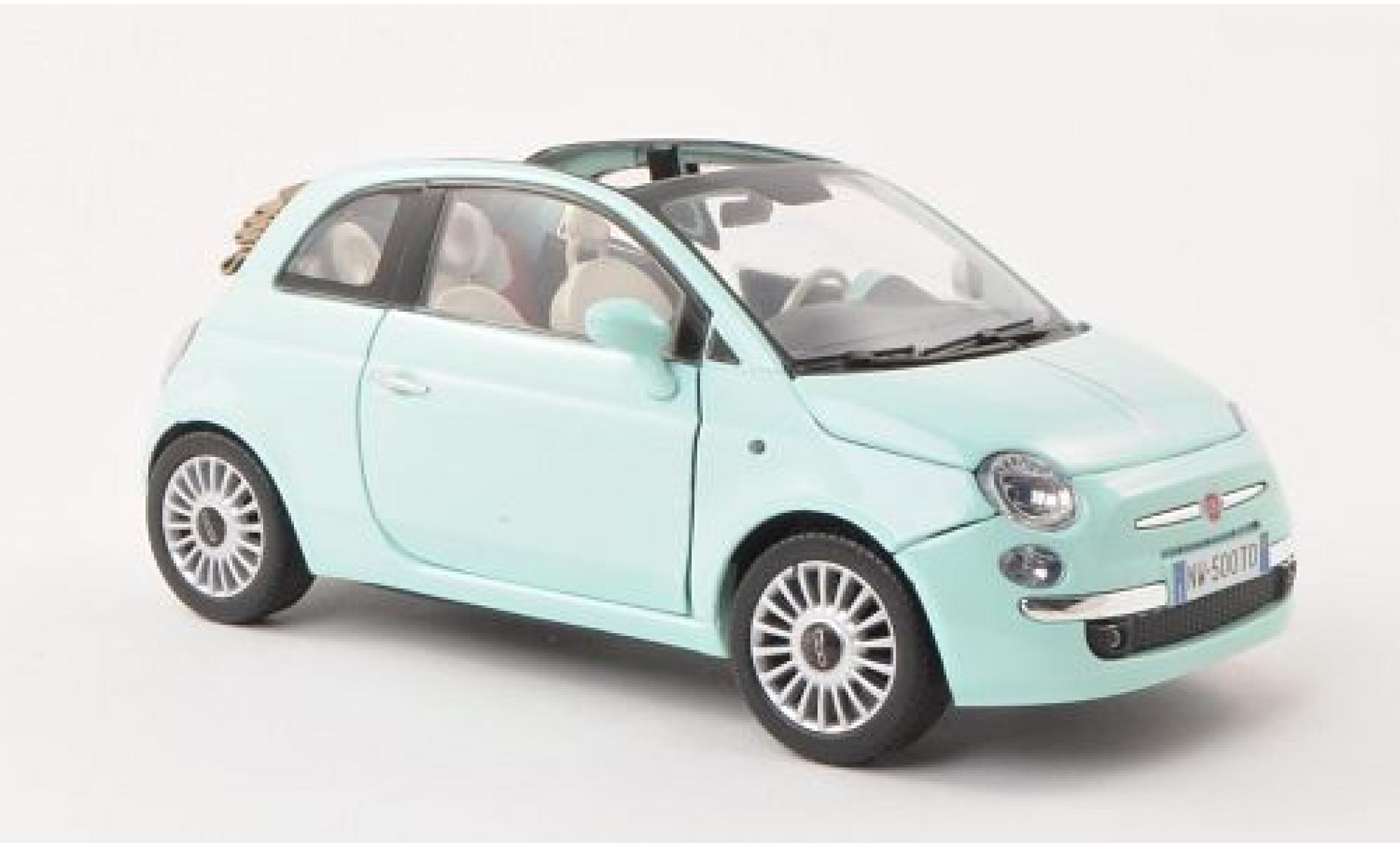 Fiat 500 1/18 Motormax Cabrio türkis modellino in miniatura