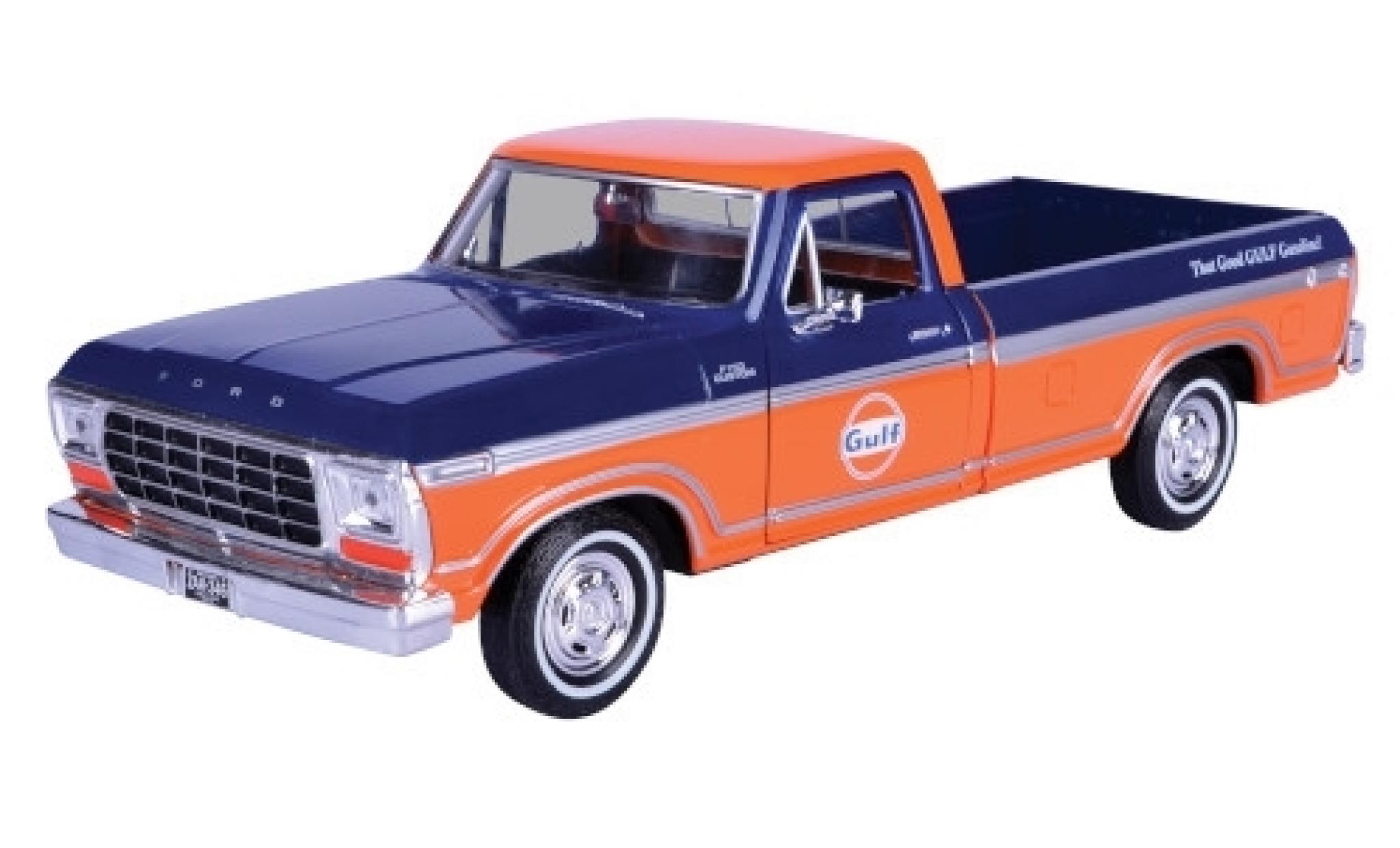 Ford F-1 1/24 Motormax 50 Custom Pick Up blu/orange Gulf modellino in miniatura