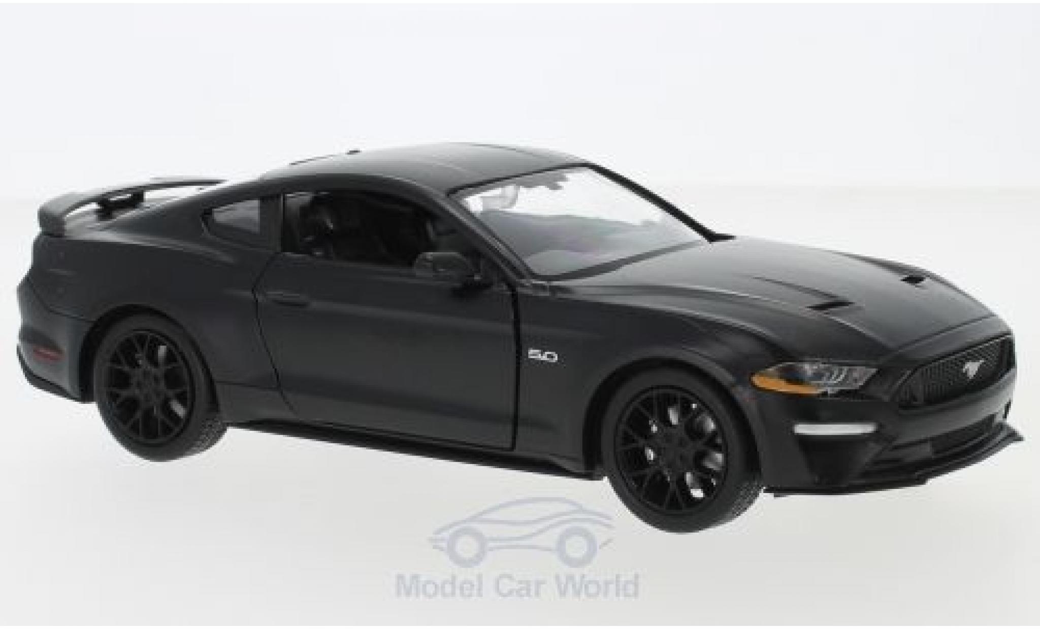 Ford Mustang 1/24 Motormax GT matt-nero 2018 modellino in miniatura