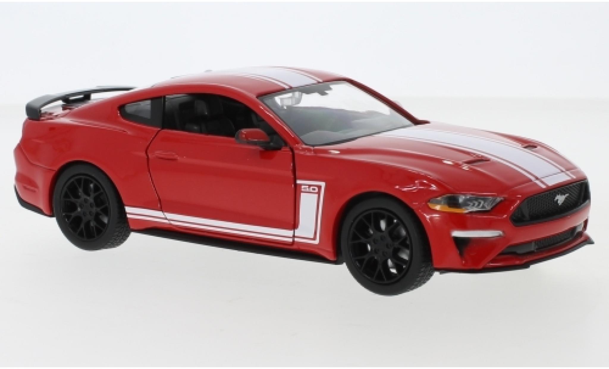 Ford Mustang 1/24 Motormax GT rosso/bianco 2018 modellino in miniatura