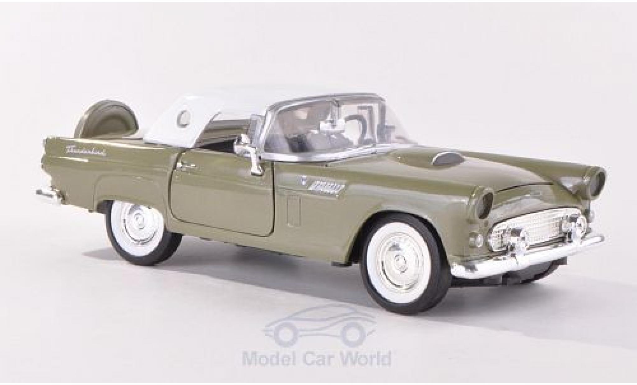 Ford Thunderbird 1/24 Motormax metallico verde/bianco 1956 ohne Vitrine modellino in miniatura