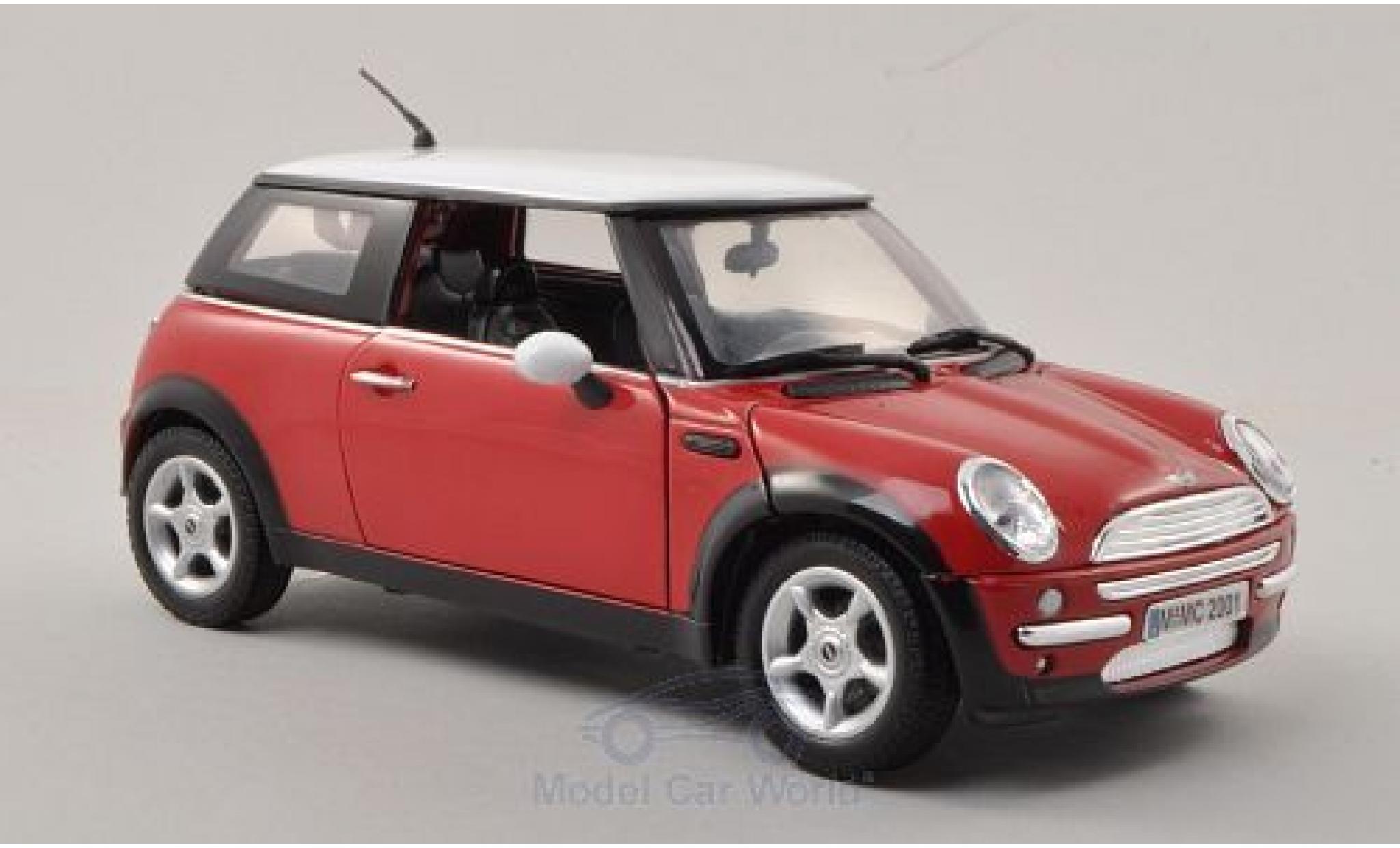 Mini Cooper S 1/18 Motormax rosso/bianco 2001 modellino in miniatura